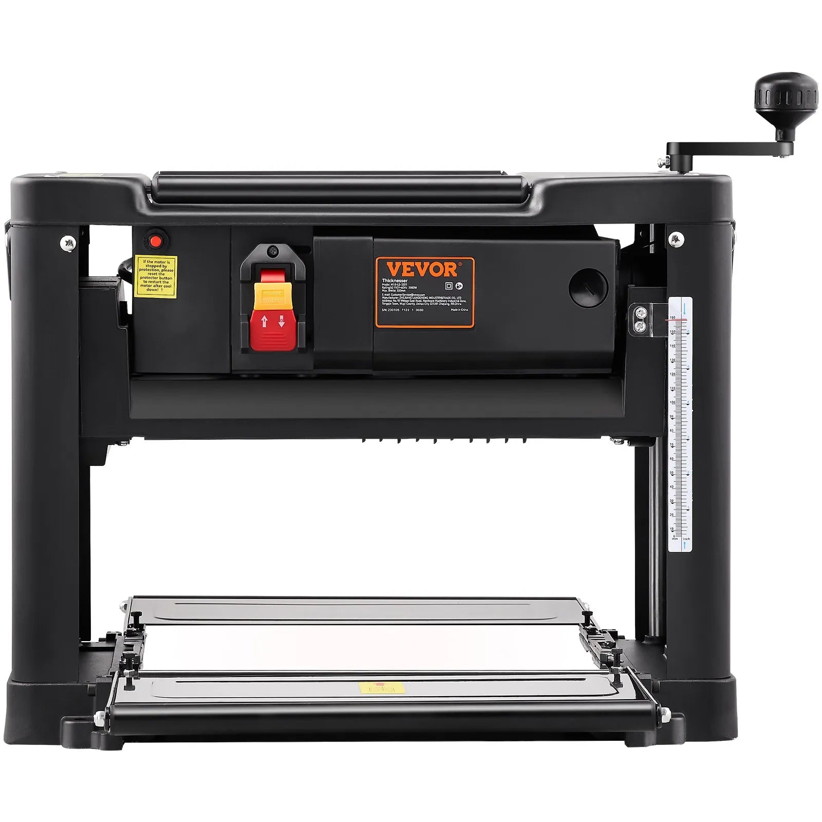 VEVOR Thickness Planer, Single Speed, 13" Width Worktable Benchtop Planer, Double-Blade, 15-Amp 1800W Powerful Motor, 12" Extended Infeeding Table, Low Noise for both hard & soft wood material removal