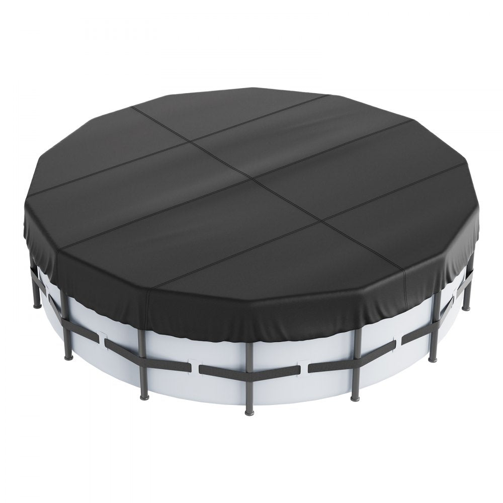VEVOR 15 Ft Round Pool Cover, Solar Covers for Above Ground Pools, Safety Pool Cover with Drawstring Design, 420D Oxford Fabric Winter Pool Cover, Waterproof and Dustproof, Black