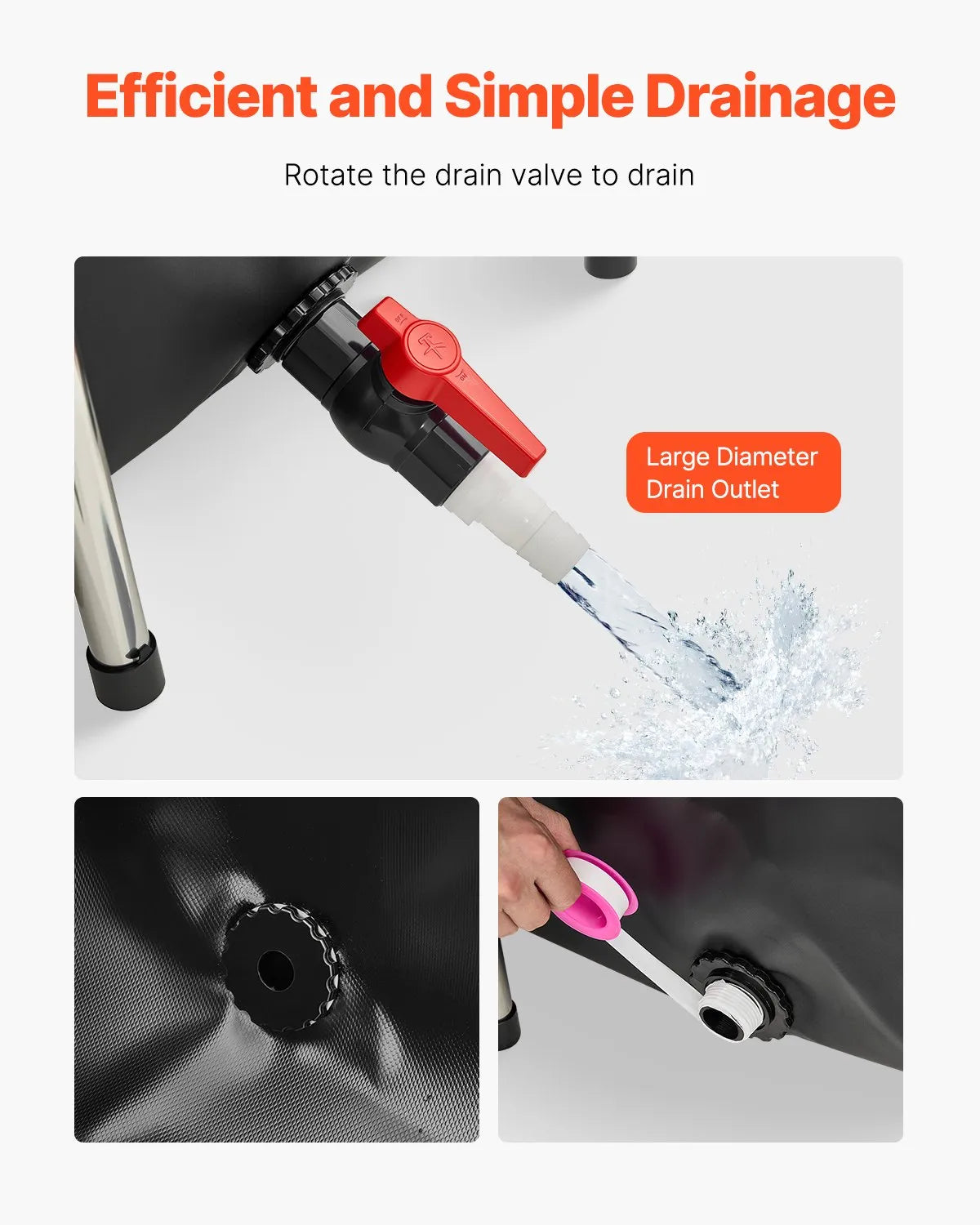 VEVOR Canvas Fish Pond Above Ground Koi Tank 270 Gal with Clear Viewing Panel