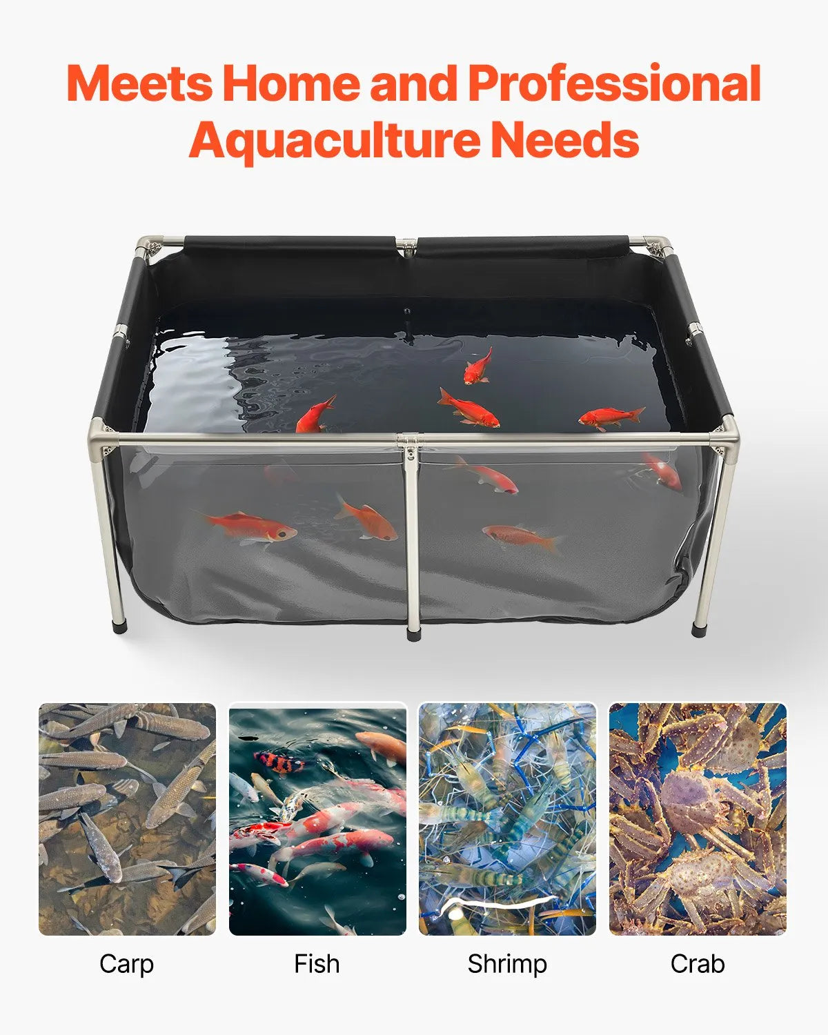 VEVOR Canvas Fish Pond Above Ground Koi Tank 126.8 Gal with Clear Viewing Panel