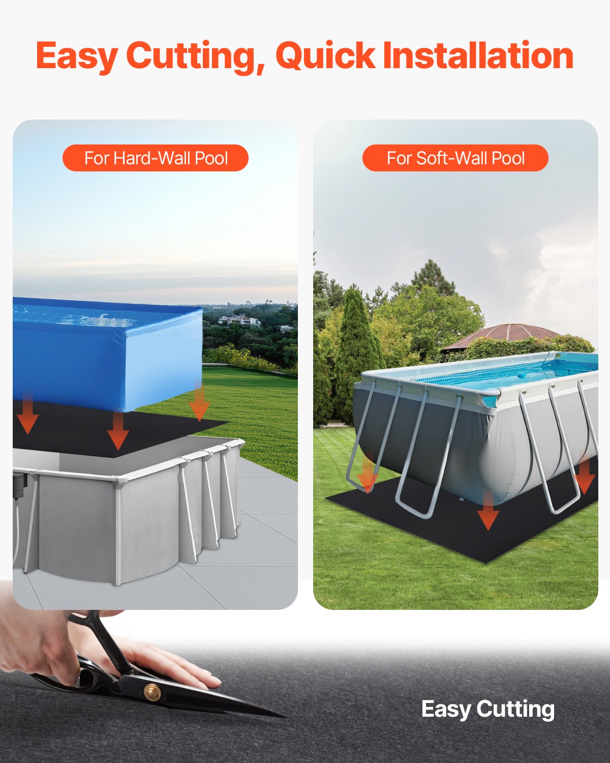 VEVOR 12x24ft Rectangle Pool Liner Pad Heavy Duty Pool Mat Prevent Punctures