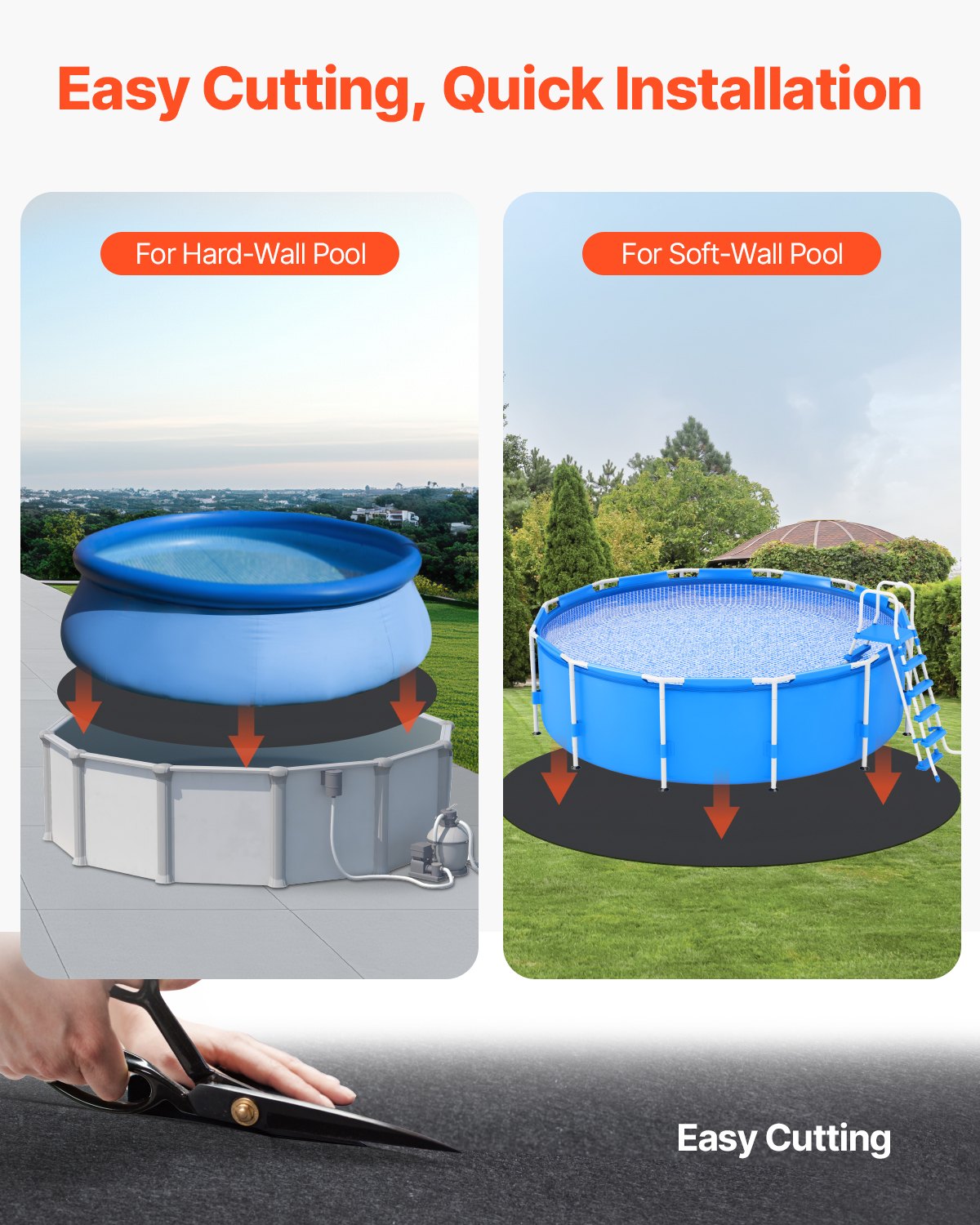 VEVOR 24ft Round Pool Liner Pad for Above Ground Pools Heavy Duty Pool Mat