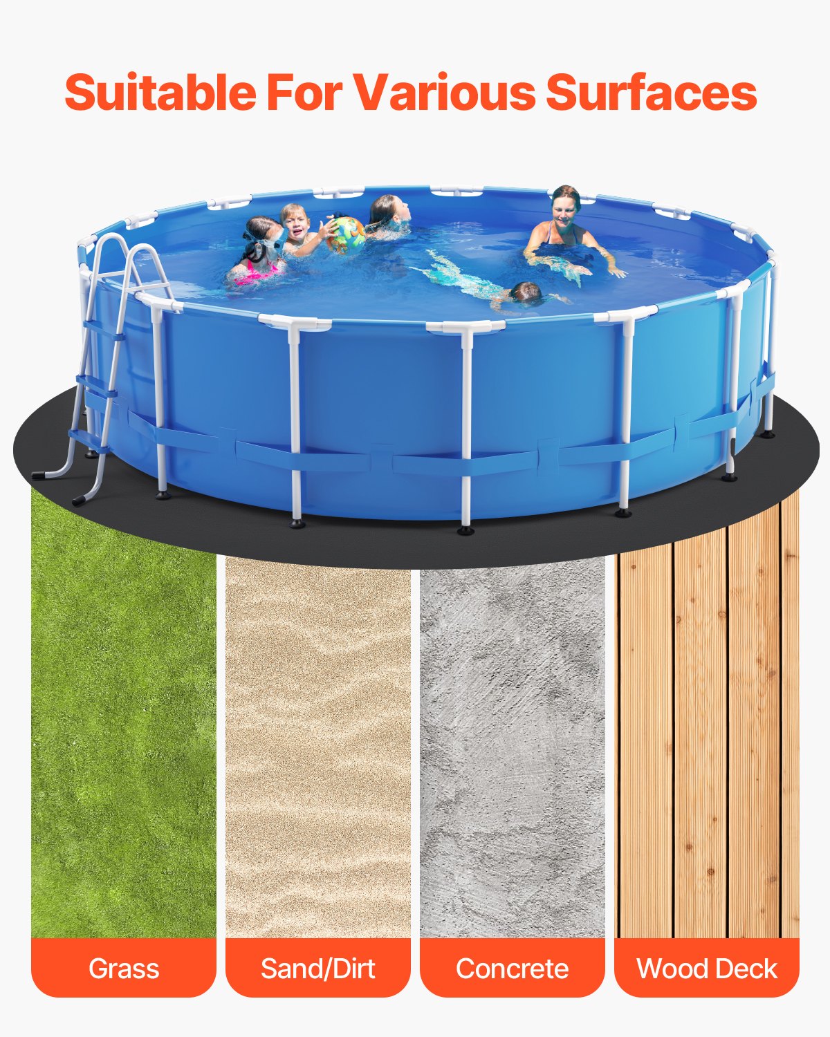 VEVOR 24ft Round Pool Liner Pad for Above Ground Pools Heavy Duty Pool Mat