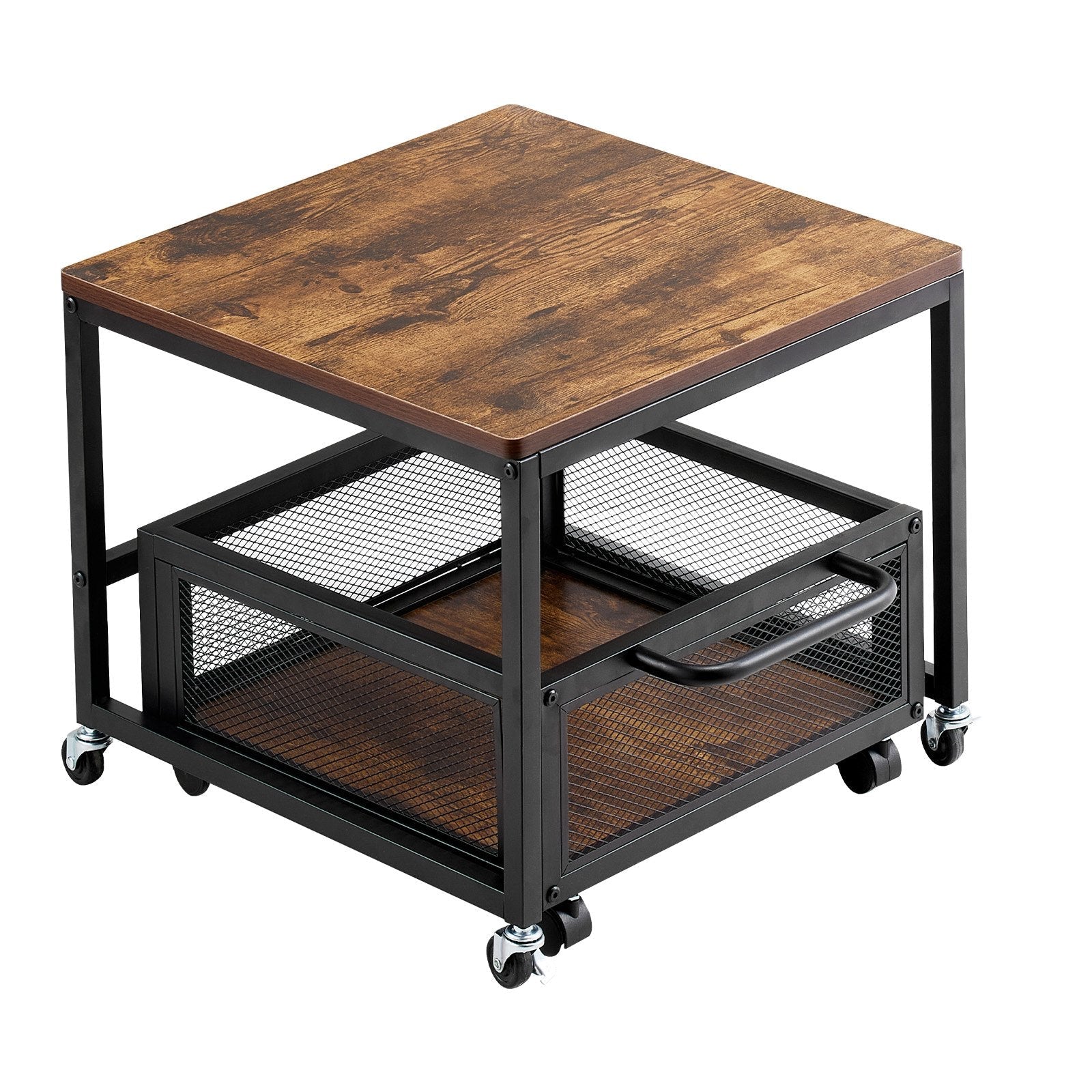 VEVOR Mini Fridge Stand 198lbs with Storage Cart & Swivel Wheels Light Brown