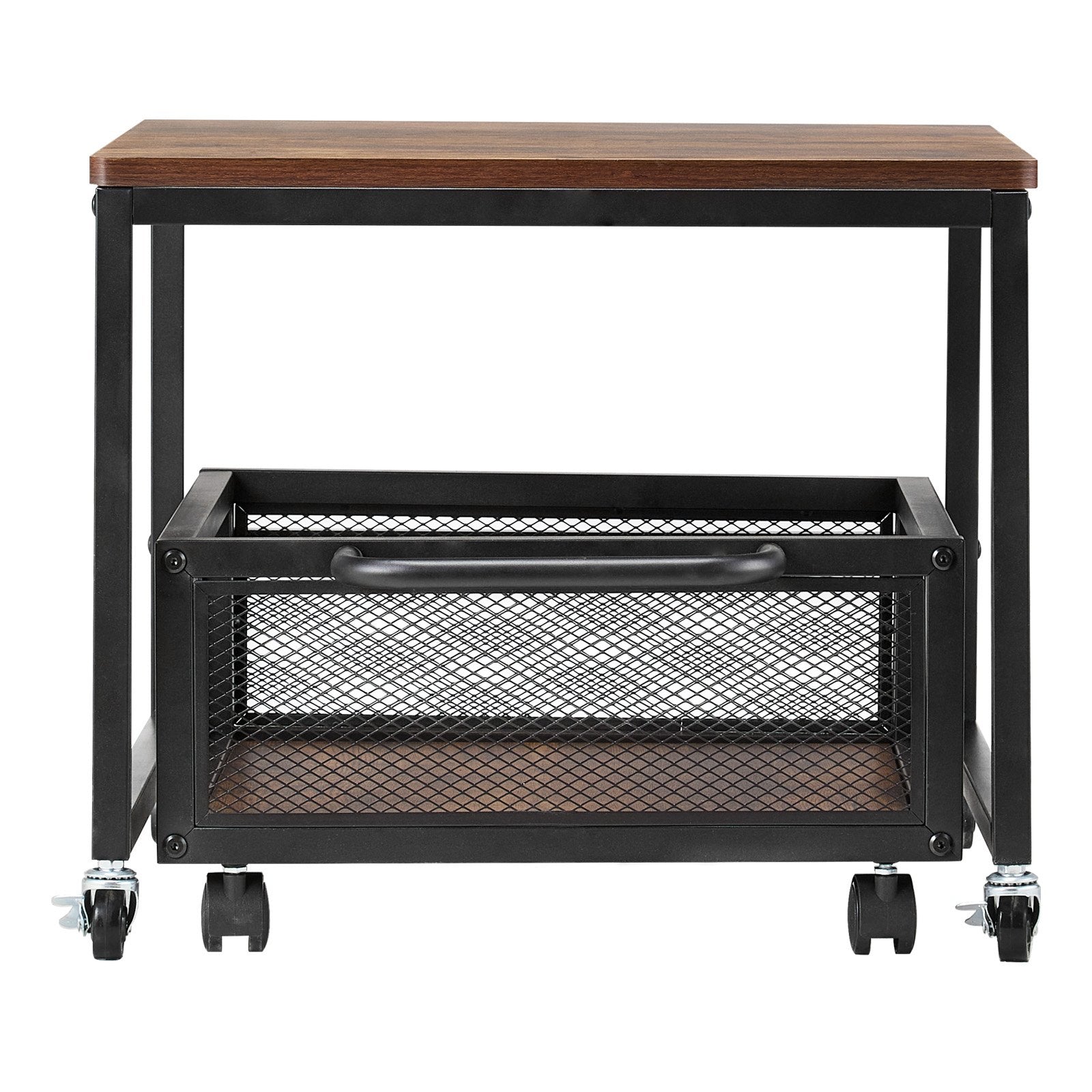 VEVOR Mini Fridge Stand 198lbs with Storage Cart & Swivel Wheels Light Brown