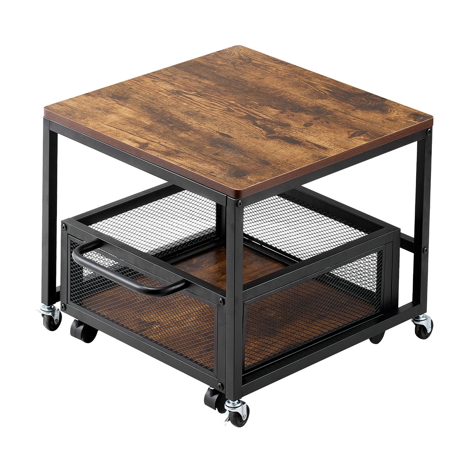 VEVOR Mini Fridge Stand 198lbs with Storage Cart & Swivel Wheels Light Brown