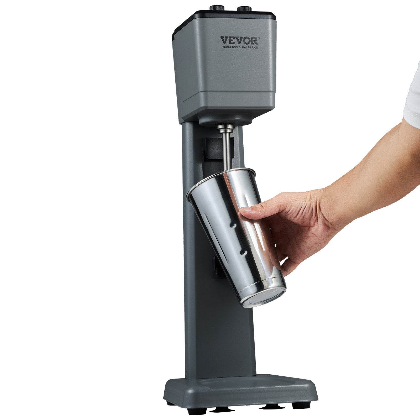 VEVOR Milkshake Maker, 375W Electric Milkshake Machine, Single Head Drink Mixer Blender Machine, 3-Speed Milkshake Mixer with 820 ml Stainless Steel Cup, Milkshake Blender for Commercial and Home