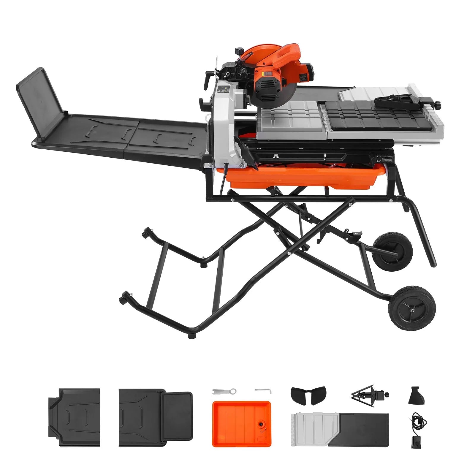 10" Wet Tile Saw with Stand – 15-Amp 4500 RPM Tile Cutter with Water Cooling, Infrared Guide & Casters