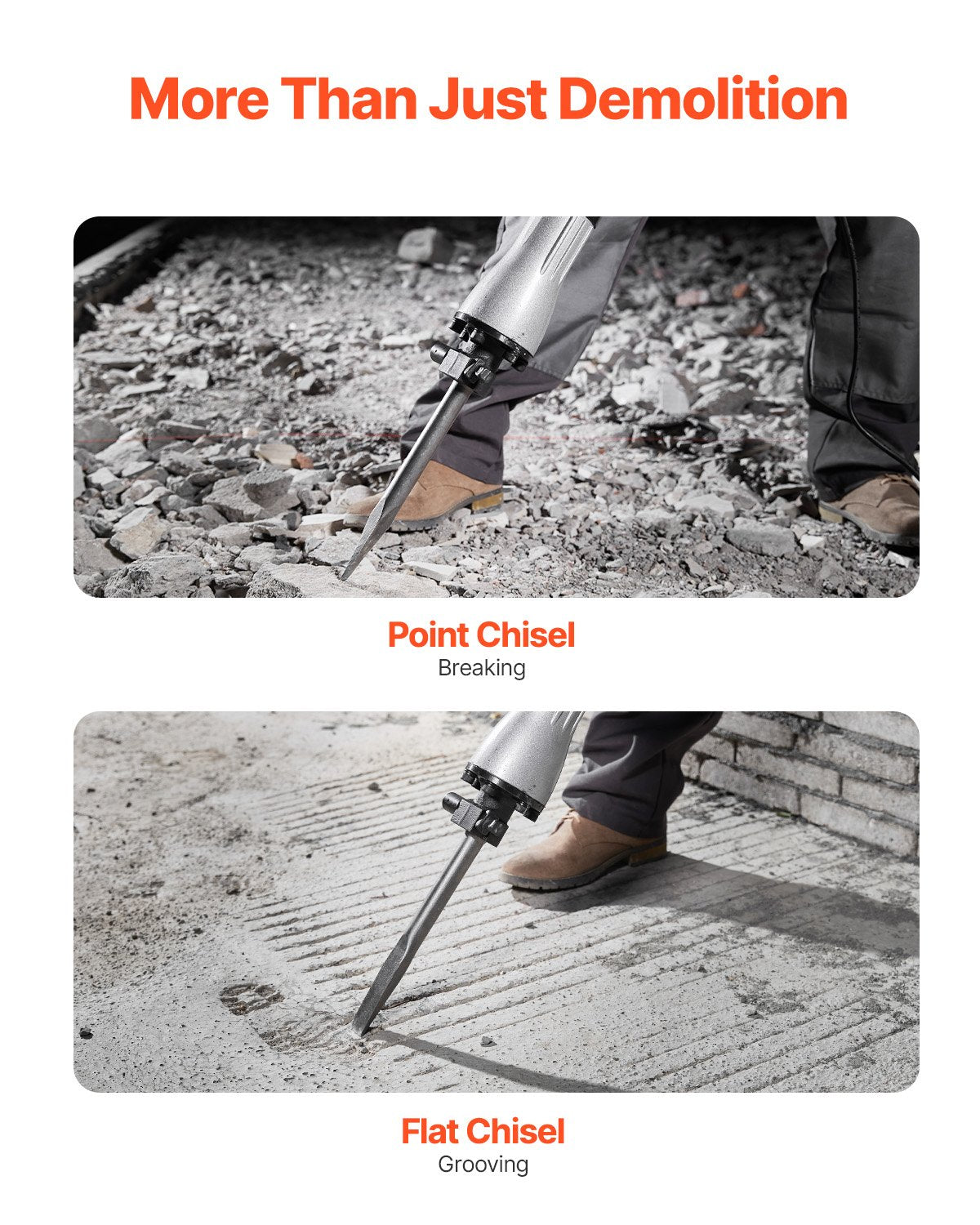 VEVOR Demolition Jack Hammer, 2200W Electric Jackhammer Heavy Duty, 1350 BPM Concrete Breaker 6pcs Chisels Bit Chipping with Case, Black