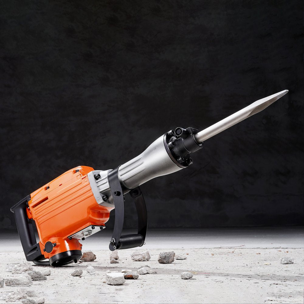 VEVOR Demolition Jack Hammer 2200W Jack Hammer Concrete Breaker 1400 BPM Heavy Duty Electric Jack Hammer 6pcs Chisels Bit w/Gloves & 360°C Swiveling Front Handle for Trenching and Breaking Holes