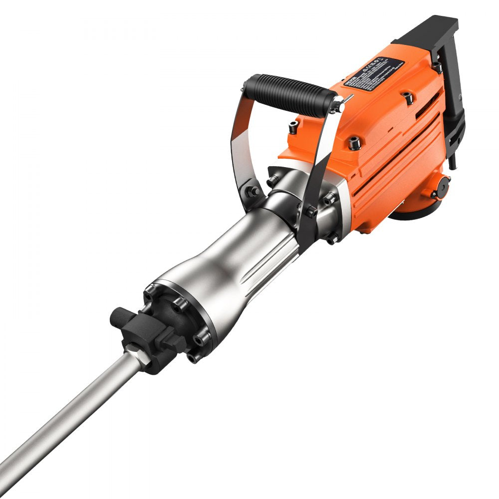 VEVOR Demolition Jack Hammer 2200W Jack Hammer Concrete Breaker 1400 BPM Heavy Duty Electric Jack Hammer 6pcs Chisels Bit w/Gloves & 360°C Swiveling Front Handle for Trenching and Breaking Holes