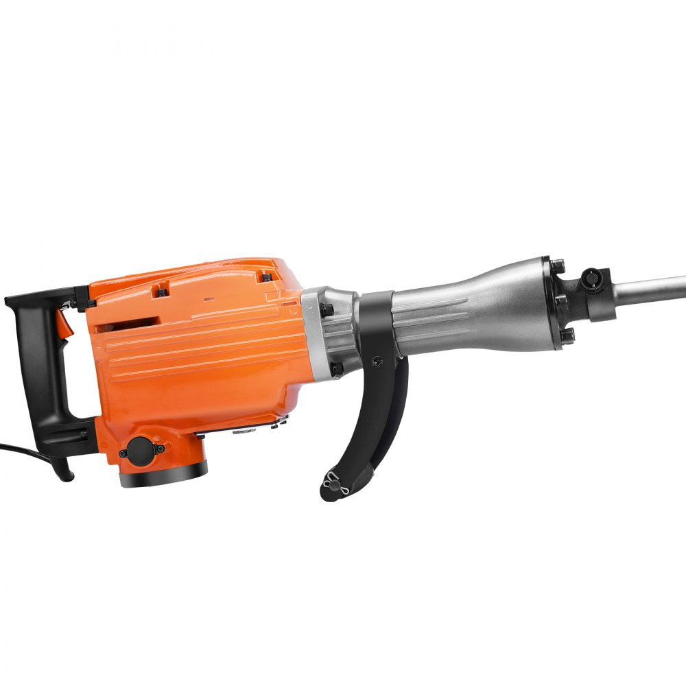 VEVOR Demolition Jack Hammer 2200W Jack Hammer Concrete Breaker 1400 BPM Heavy Duty Electric Jack Hammer 6pcs Chisels Bit w/Gloves & 360°C Swiveling Front Handle for Trenching and Breaking Holes