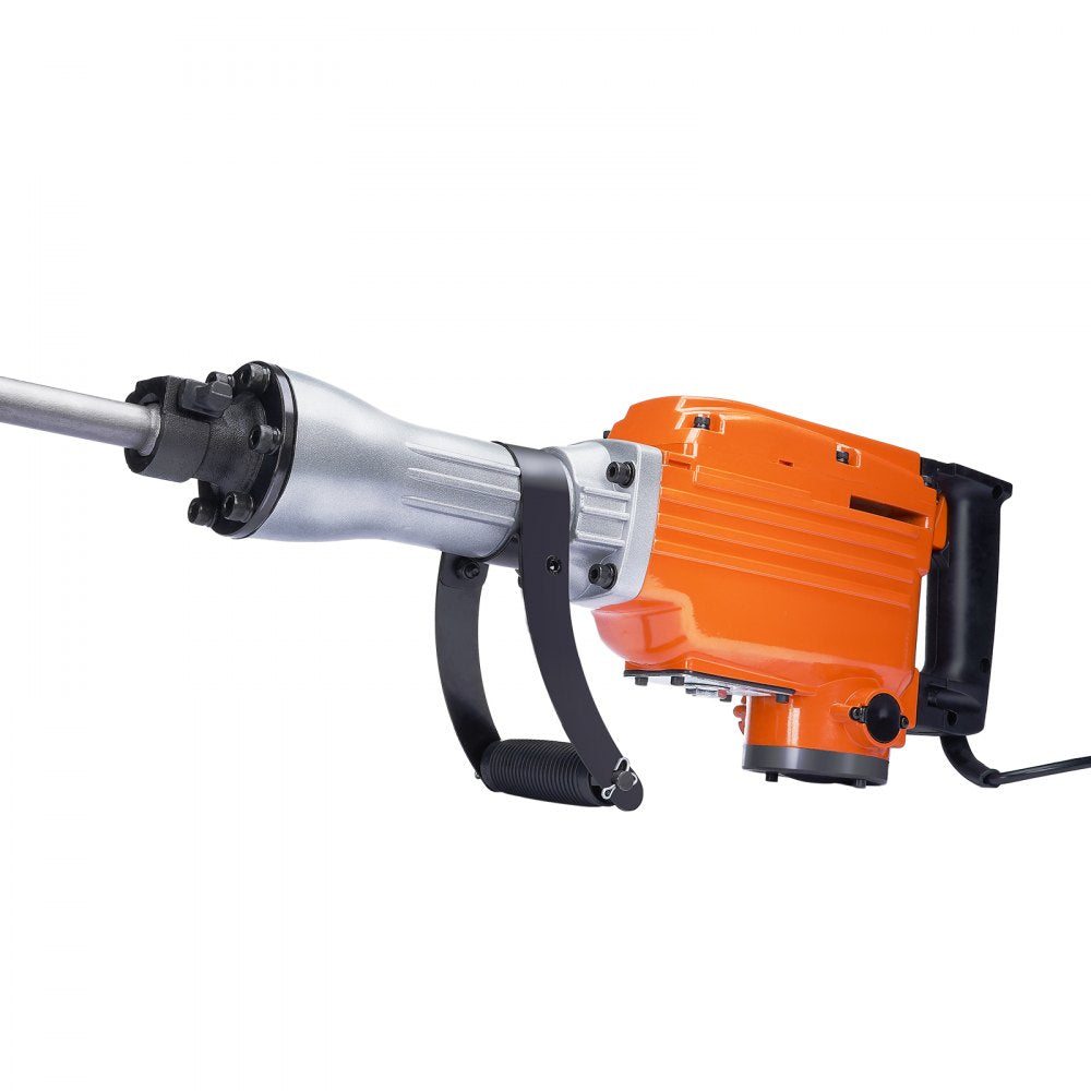 VEVOR Demolition Jack Hammer 2200W Jack Hammer Concrete Breaker 1400 BPM Heavy Duty Electric Jack Hammer 6pcs Chisels Bit w/Gloves & 360°C Swiveling Front Handle for Trenching and Breaking Holes