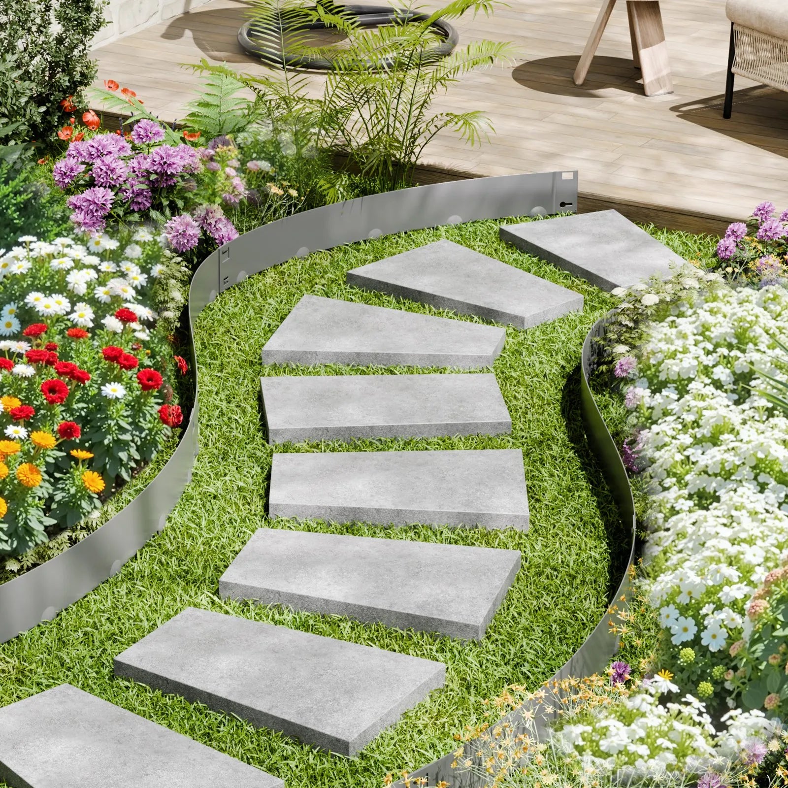 VEVOR Steel Landscape Edging 5 Packs 39 x 4in Rust-Resistant for Yard Dark Gray