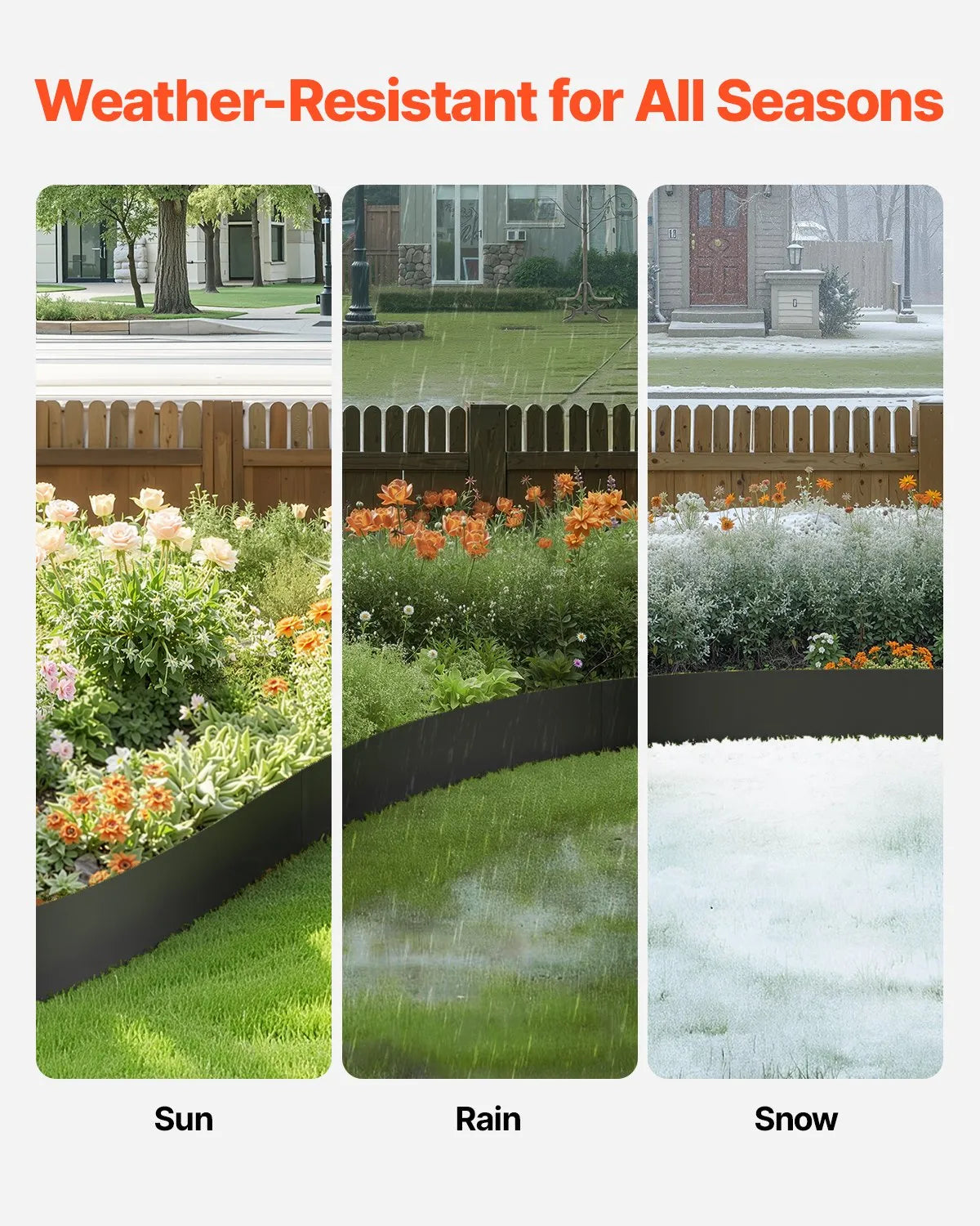 VEVOR Steel Landscape Edging 6 Packs 40 x 8in Rust-Resistant for Yard Black