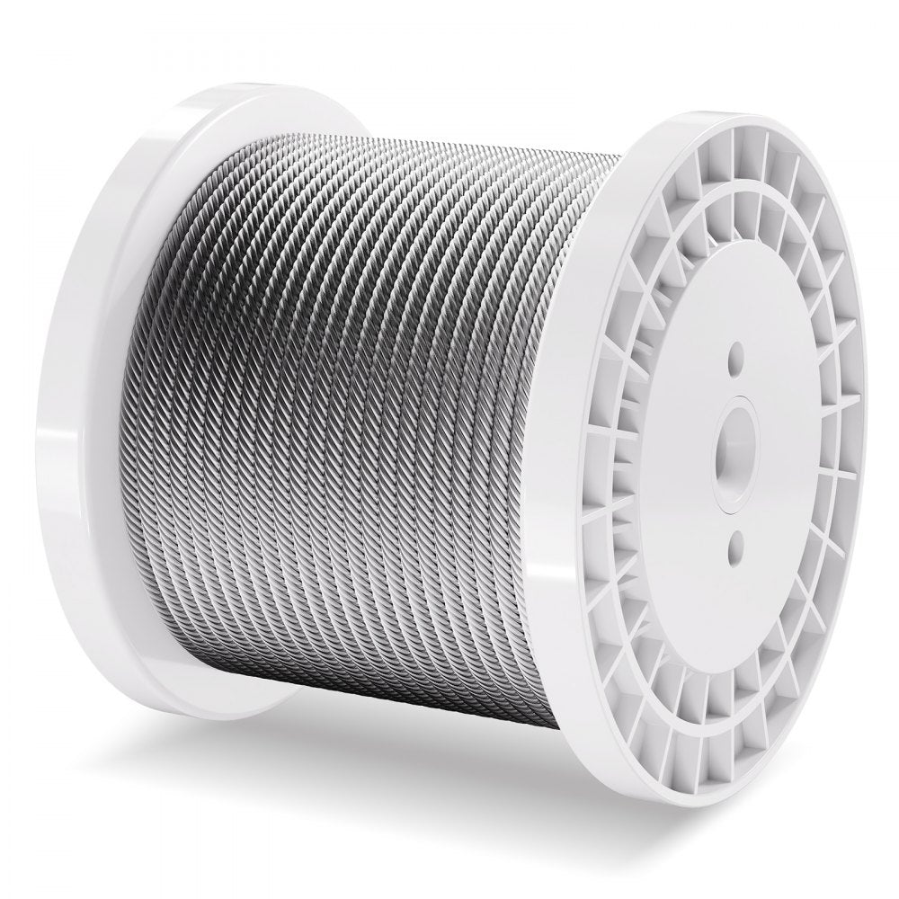 VEVOR Carbon Steel Cable 1/4" 7x19 Strands Steel Wire Rope 250 ft Cable Railing