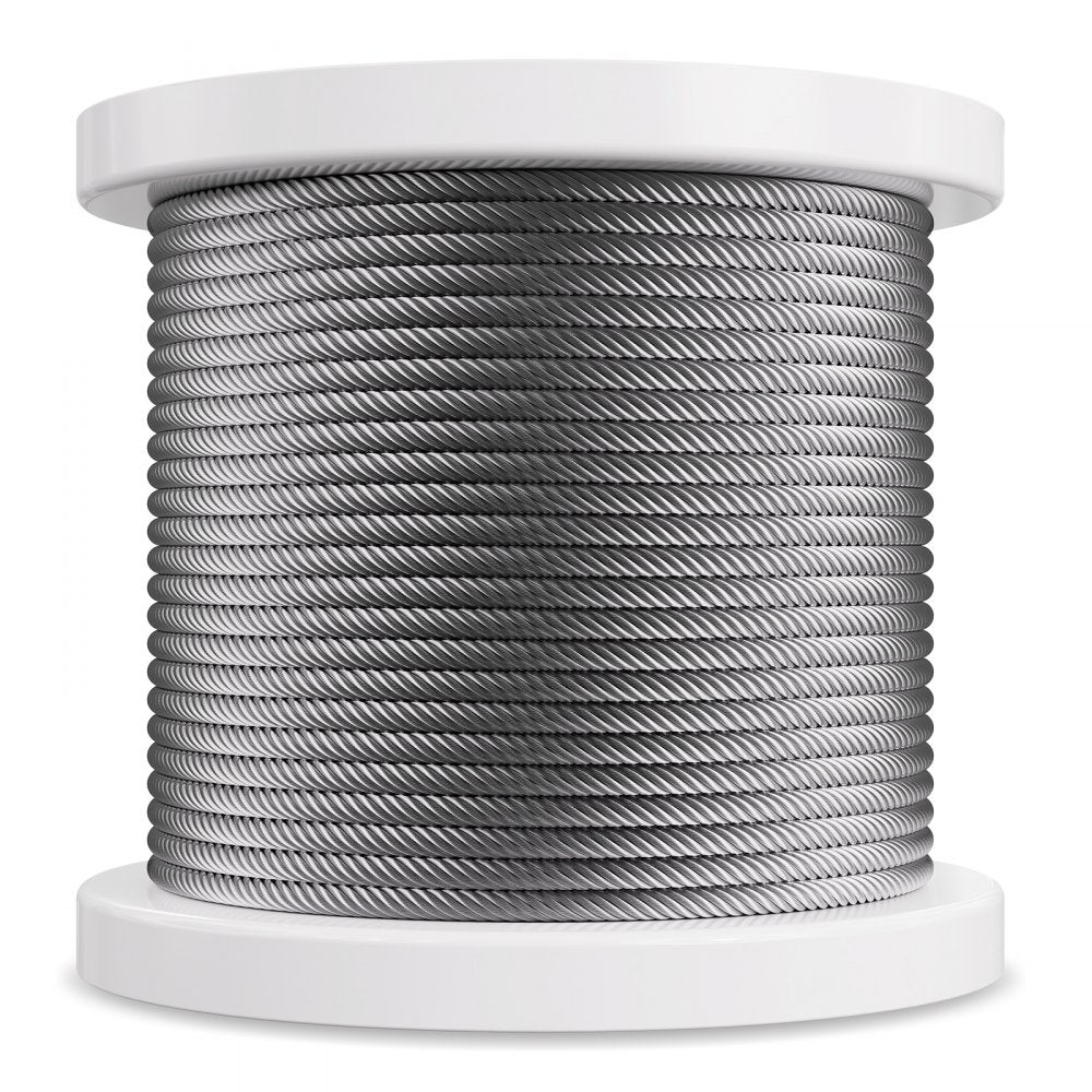 VEVOR Carbon Steel Cable 1/4" 7x19 Strands Steel Wire Rope 250 ft Cable Railing