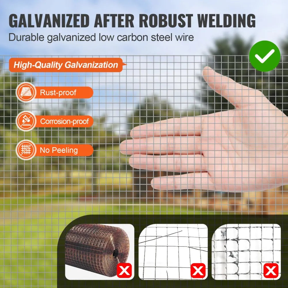 VEVOR Hardware Cloth, 1/4 inch 36in x 100 ft 23 Gauge, Hot Dipped Galvanized Wire Mesh Roll, Chicken Wire Fencing, Wire Mesh for Rabbit Cages, Garden, Small Rodents