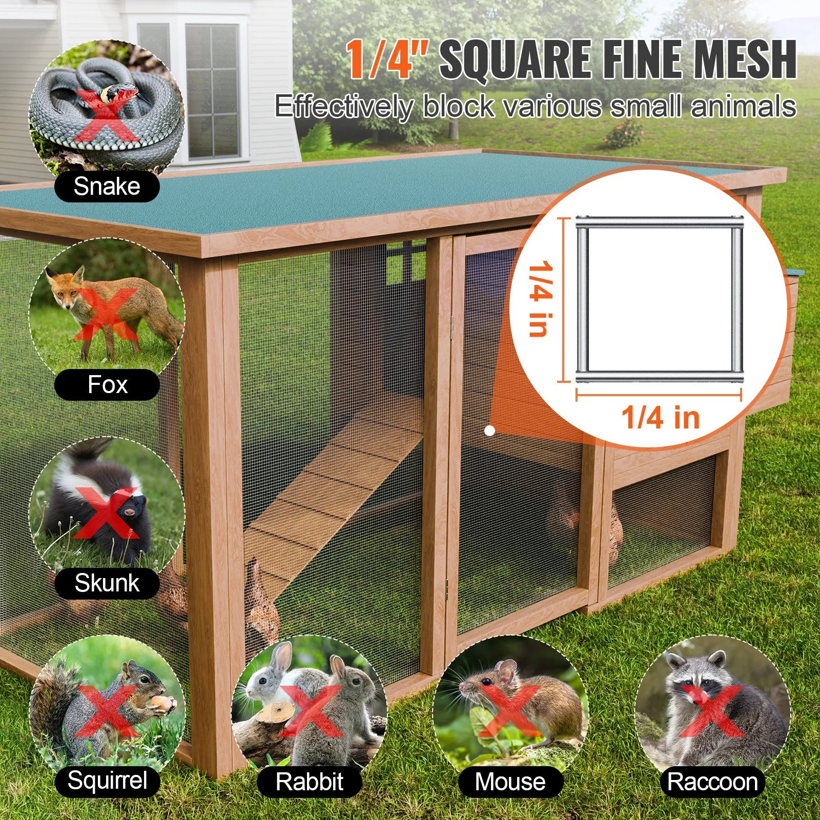 VEVOR Hardware Cloth, 1/4 inch 36in x 50 ft 23 Gauge, Hot Dipped Galvanized Wire Mesh Roll, Chicken Wire Fencing, Wire Mesh for Rabbit Cages, Garden, Small Rodents