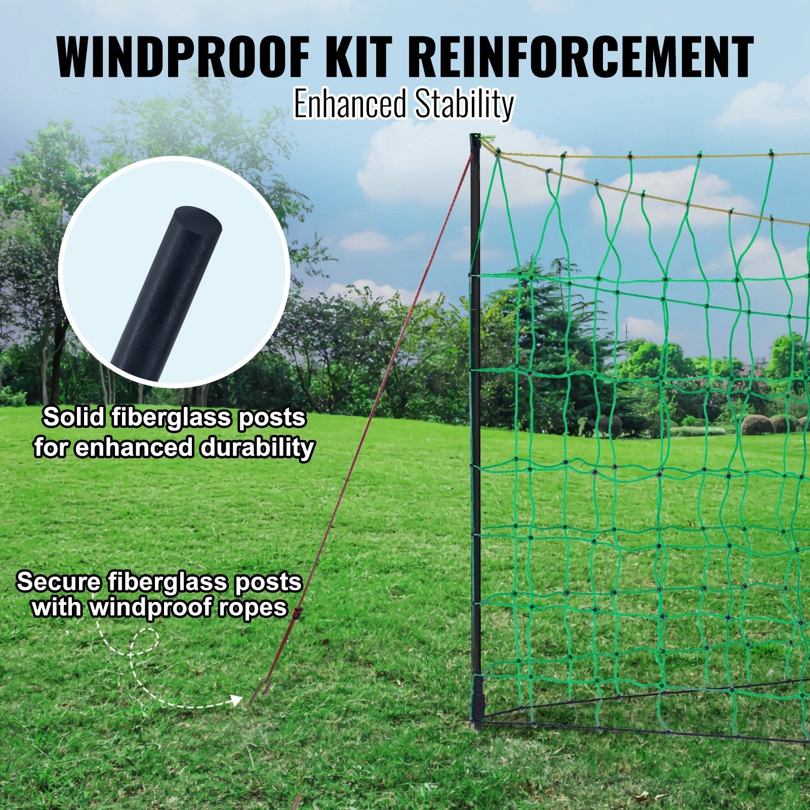 VEVOR Electric Fence Netting, 42" H x 164' L, PE Net Fencing with Posts & Double-Spiked Stakes, Utility Portable Mesh for Goats, Sheep, Lambs, Deer, Hogs, Dogs, Used in Backyards, Farms, and Ranches