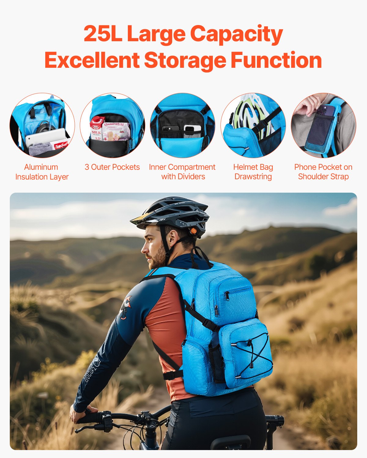 VEVOR Hydration Pack Backpack 2L TPU Water Bladder biking Hiking Running Camping