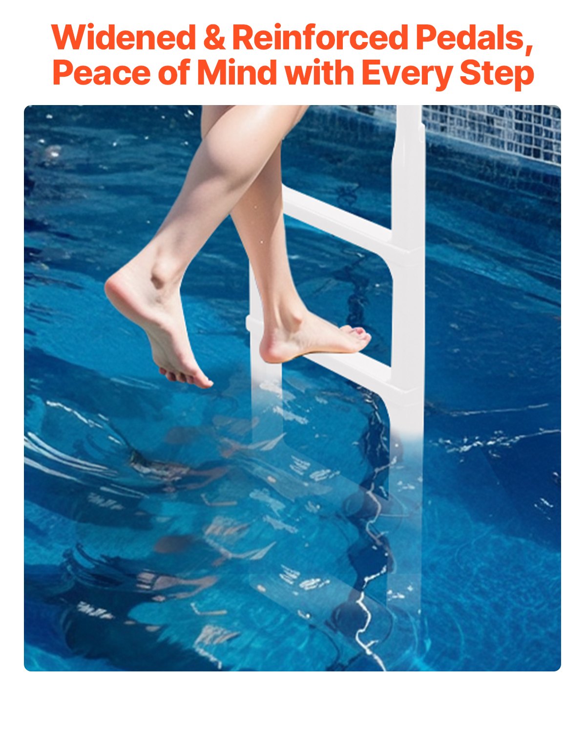 VEVOR Thickened 4-Step Pool Ladder 2 Handrails Loads 300 lb for 48-54 In Pool
