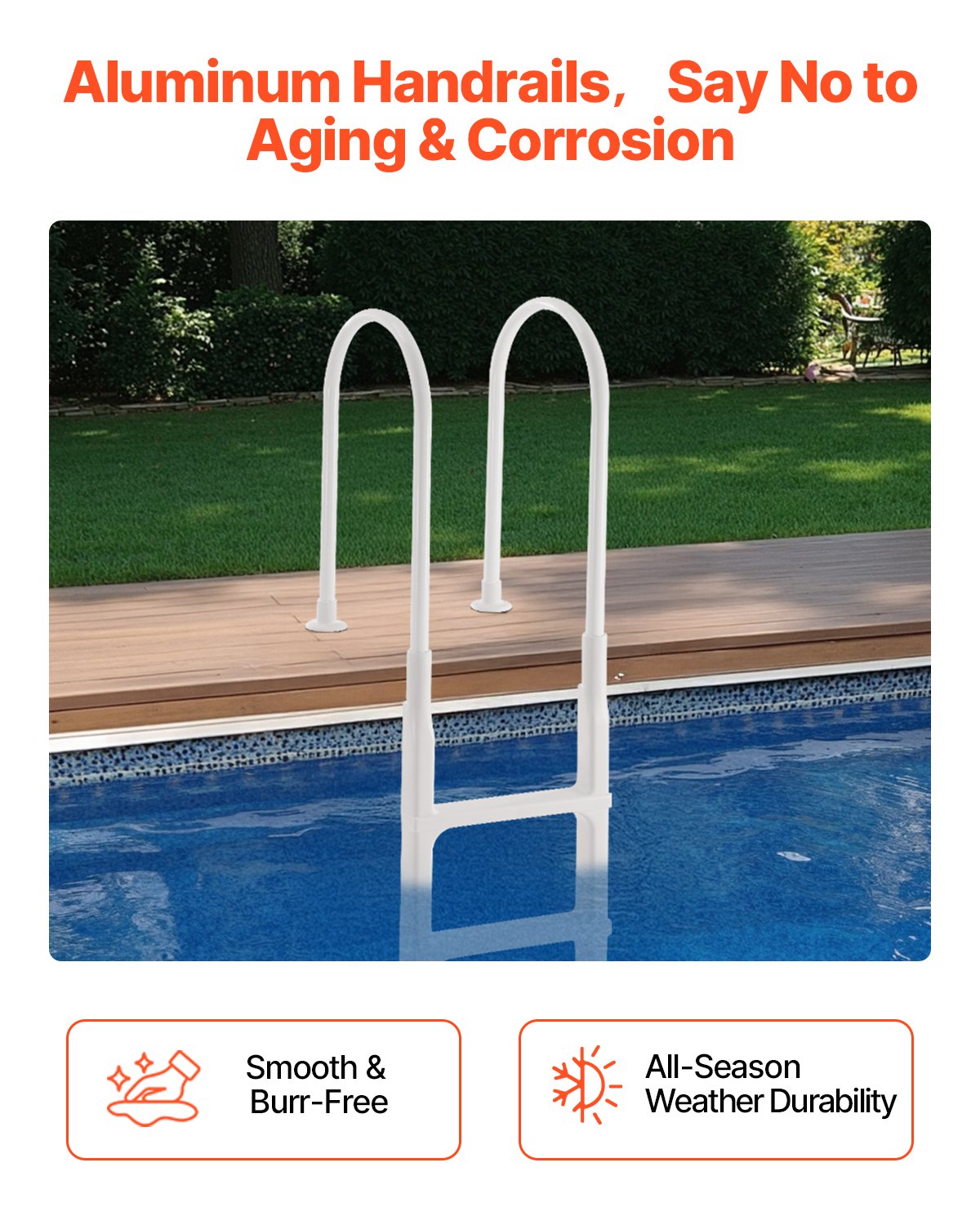VEVOR Thickened 4-Step Pool Ladder 2 Handrails Loads 300 lb for 48-54 In Pool
