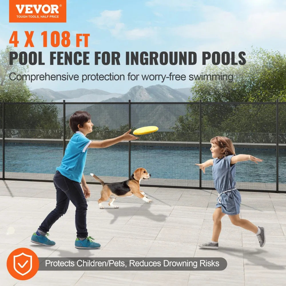 VEVOR Pool Fence 4 x 108 FT Removable Pool Fences for Inground Pools Outdoor