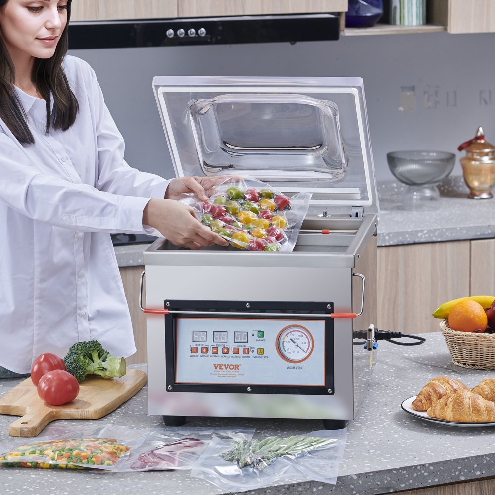 VEVOR Chamber Vacuum Sealer, DZ-260C 6 m3/h Pump Rate, Excellent Sealing Effect with Automatic Control, 320W Professional Foods Packaging Machine Used for Fresh Meats, Fruit, and Sauces