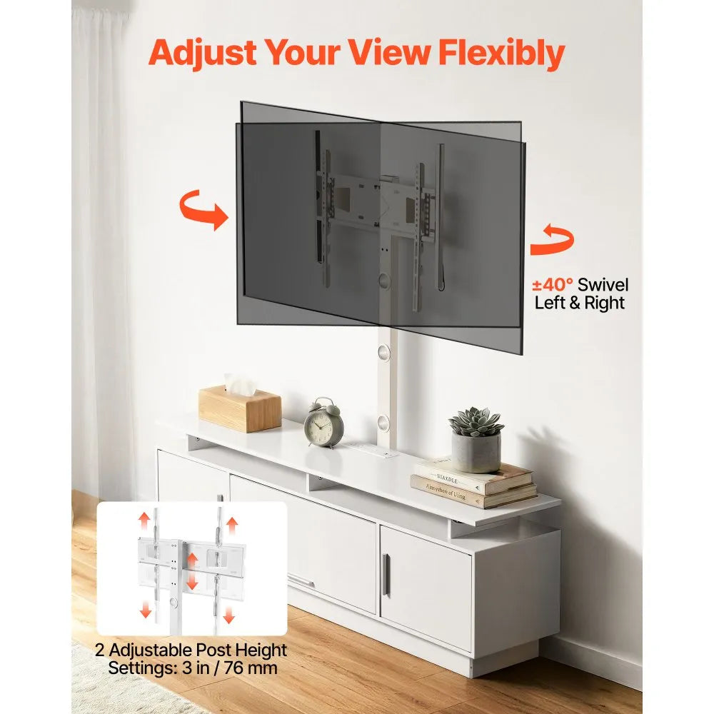 59.1" TV Stand with Swivel TV Mount, Power Outlet & LED Lights for 32–75" TVs