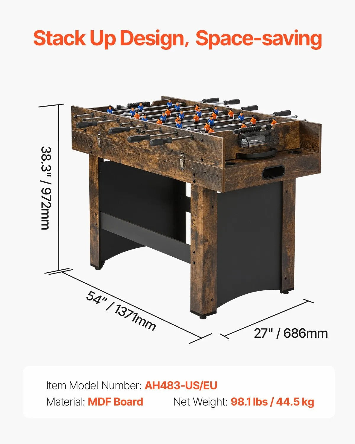 VEVOR 3-in-1 Combo Game Table Set, 54" Multi-Game Table with Air Hockey, Ping Pong, and Foosball