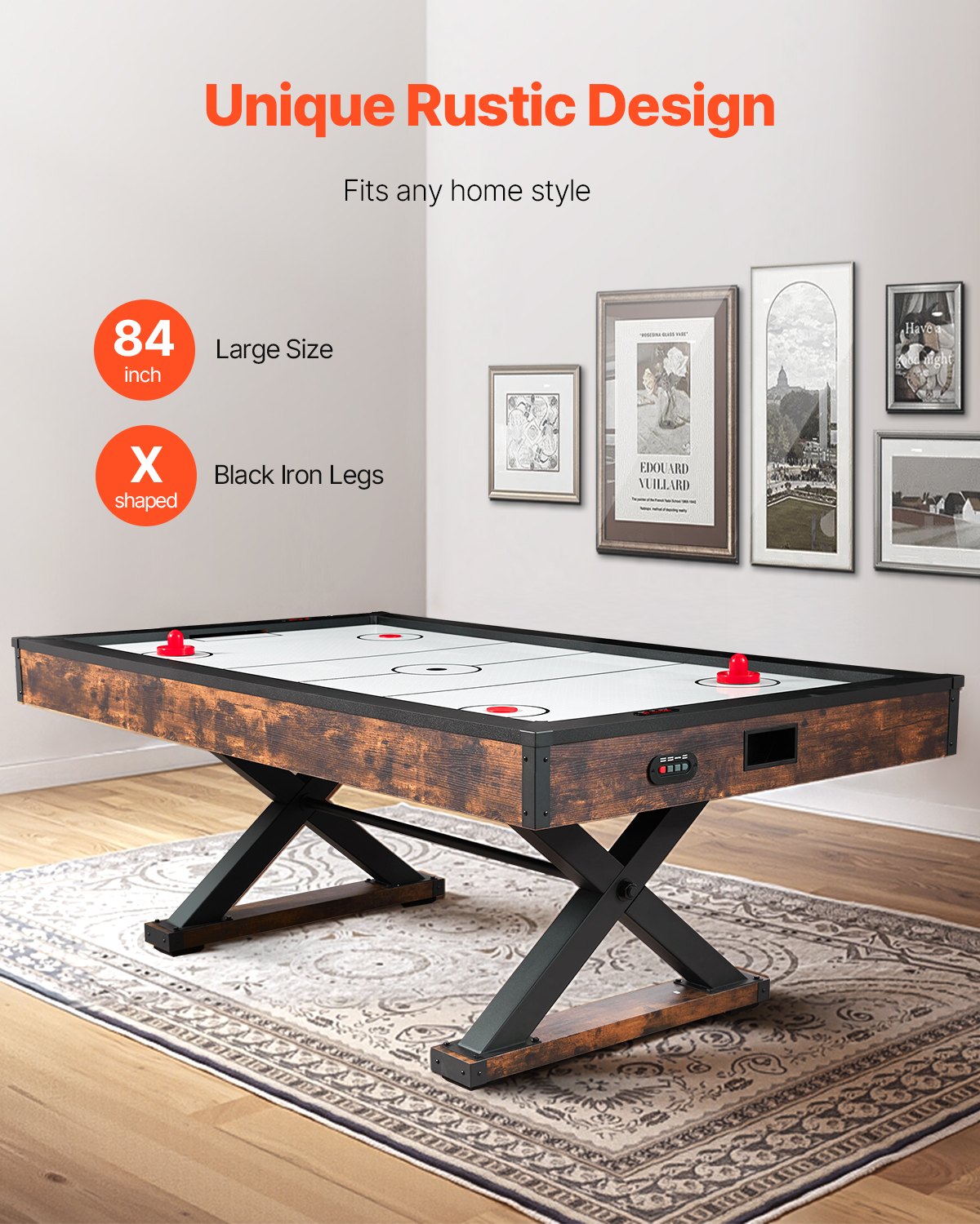 VEVOR 84" Air Hockey Table Air Powered Arcade Table Electronic Scorer Pushers
