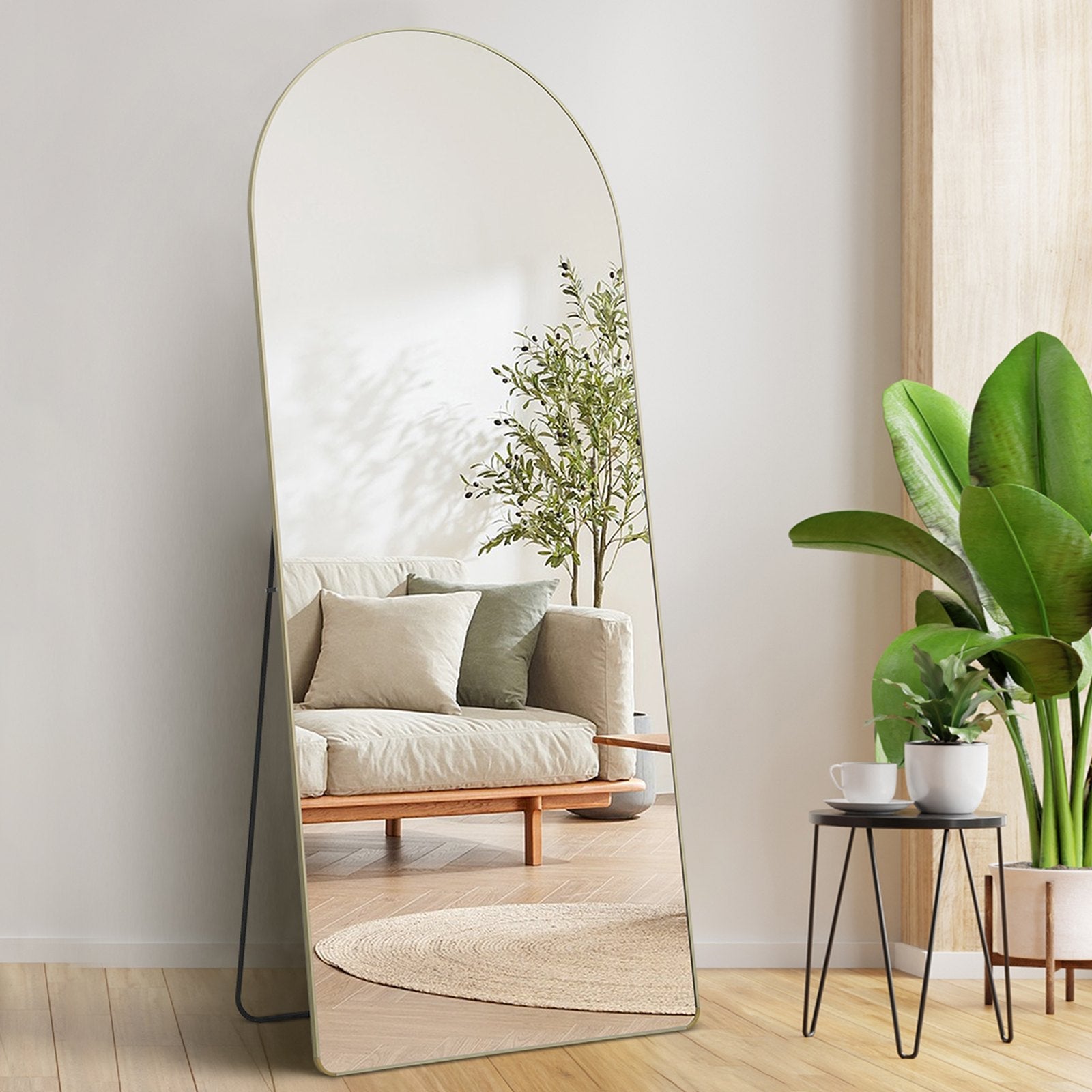 VEVOR Arched Full Length Mirror, 71'' x 30'', Large Free Standing Leaning Hanging Wall Mounted Floor Mirror with Stand Aluminum Alloy Frame, Full Body Dressing Mirror for Living Room Bedroom