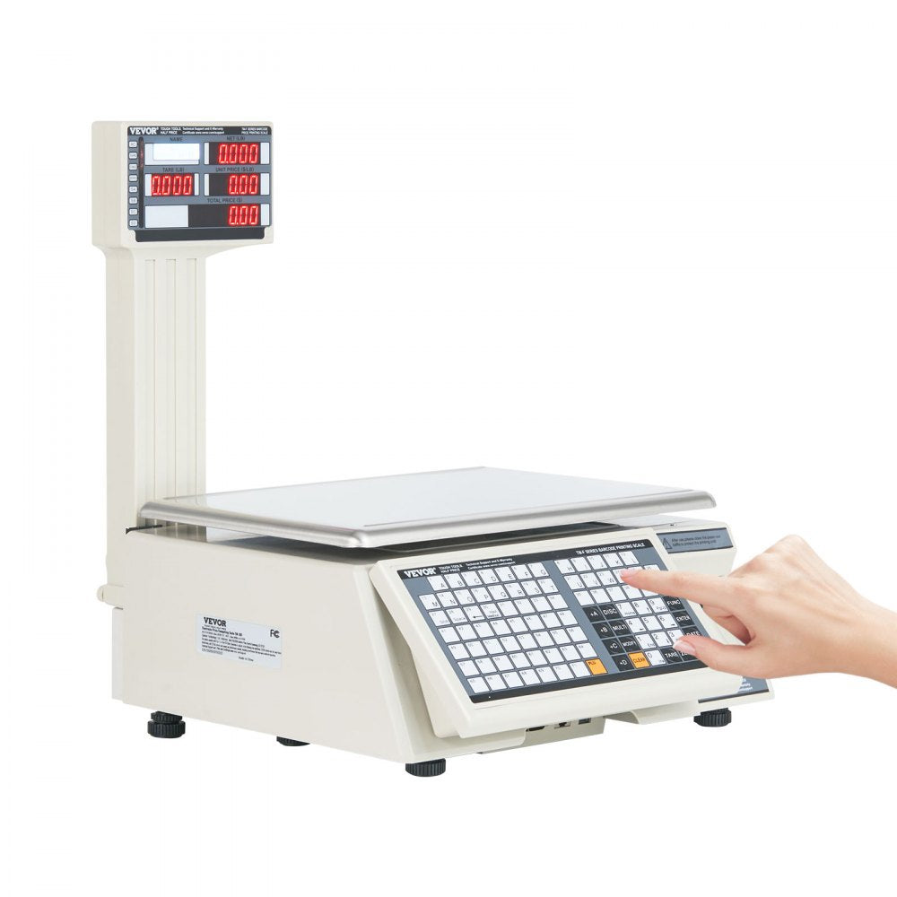 VEVOR Electronic Price Computing Scale, 66 LB Digital Deli Weight Scales, LCD & LED Digital Commercial Food Fruit Meat Produce Counting Weight, for Retail Store, Kitchen, Restaurant Market, and Farmer