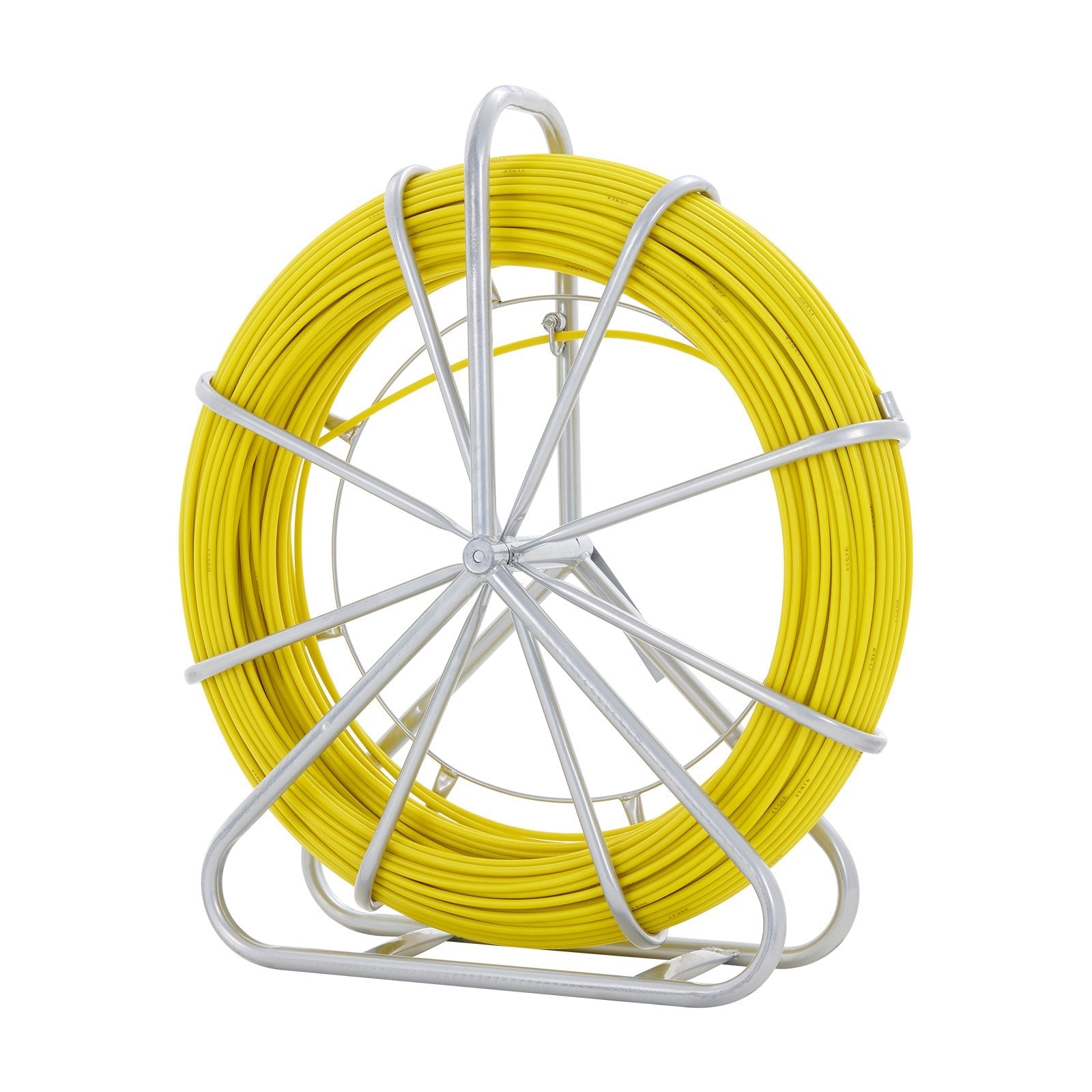 VEVOR Fish Tape Fiberglass, 492 ft, 5/16 in, Duct Rodder Fishtape Wire Puller, Cable Running Rod with Steel Reel Stand, 3 Pulling Heads, Fishing Tools for Walls and Electrical Conduit, Non-Conductive