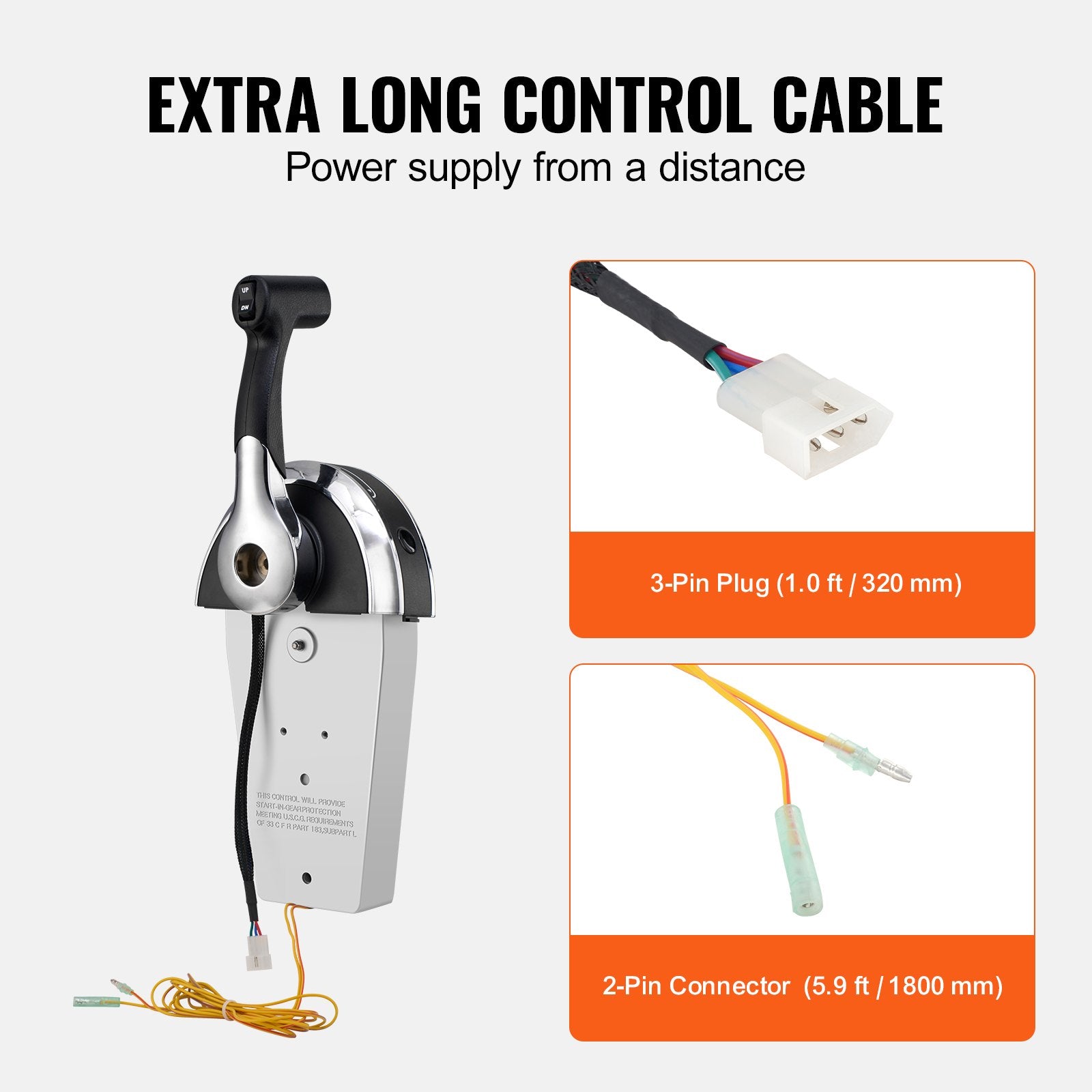 VEVOR Boat Throttle Control, 8M0059686 Top-Mounted Outboard Remote Control Box for Mercury PT 2-Stroke, Marine Throttle Control Gear Box with Power Trim Switch