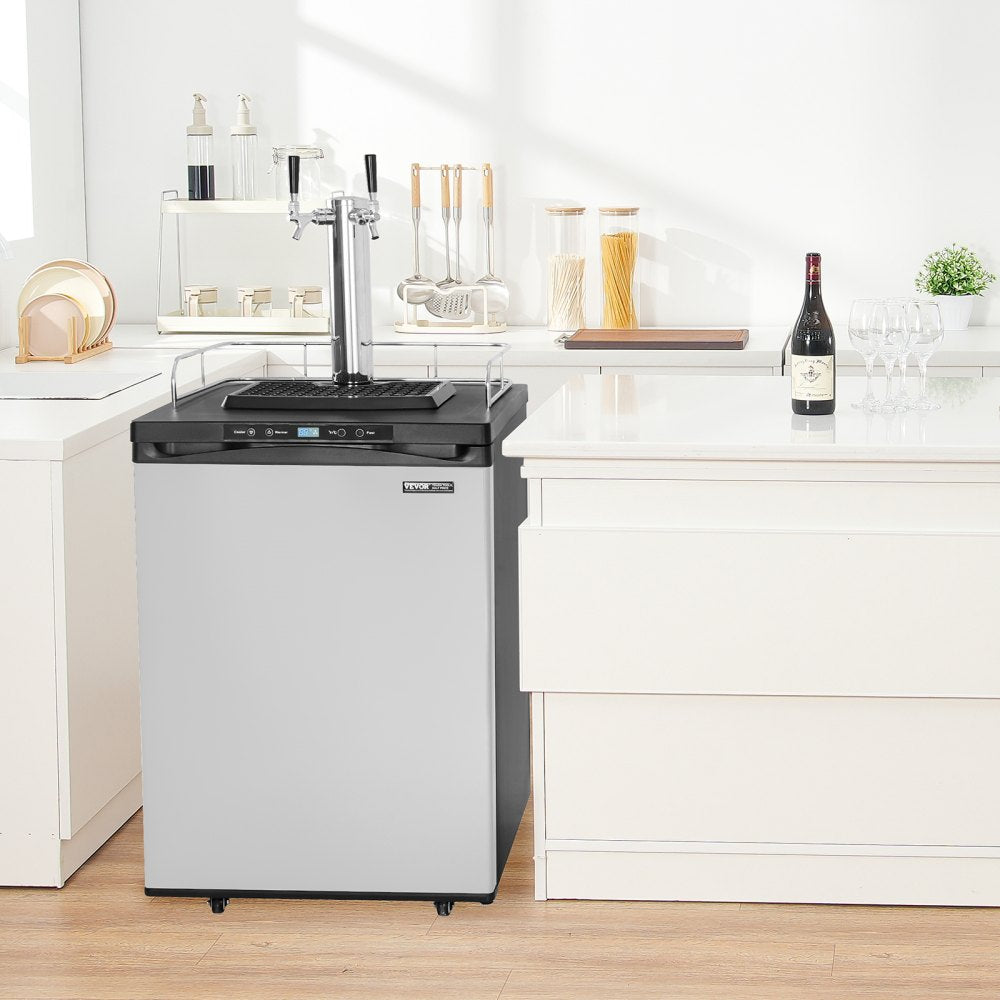VEVOR Beer Kegerator Draft Beer Dispenser Full Size Keg Refrigerator Dual Tap