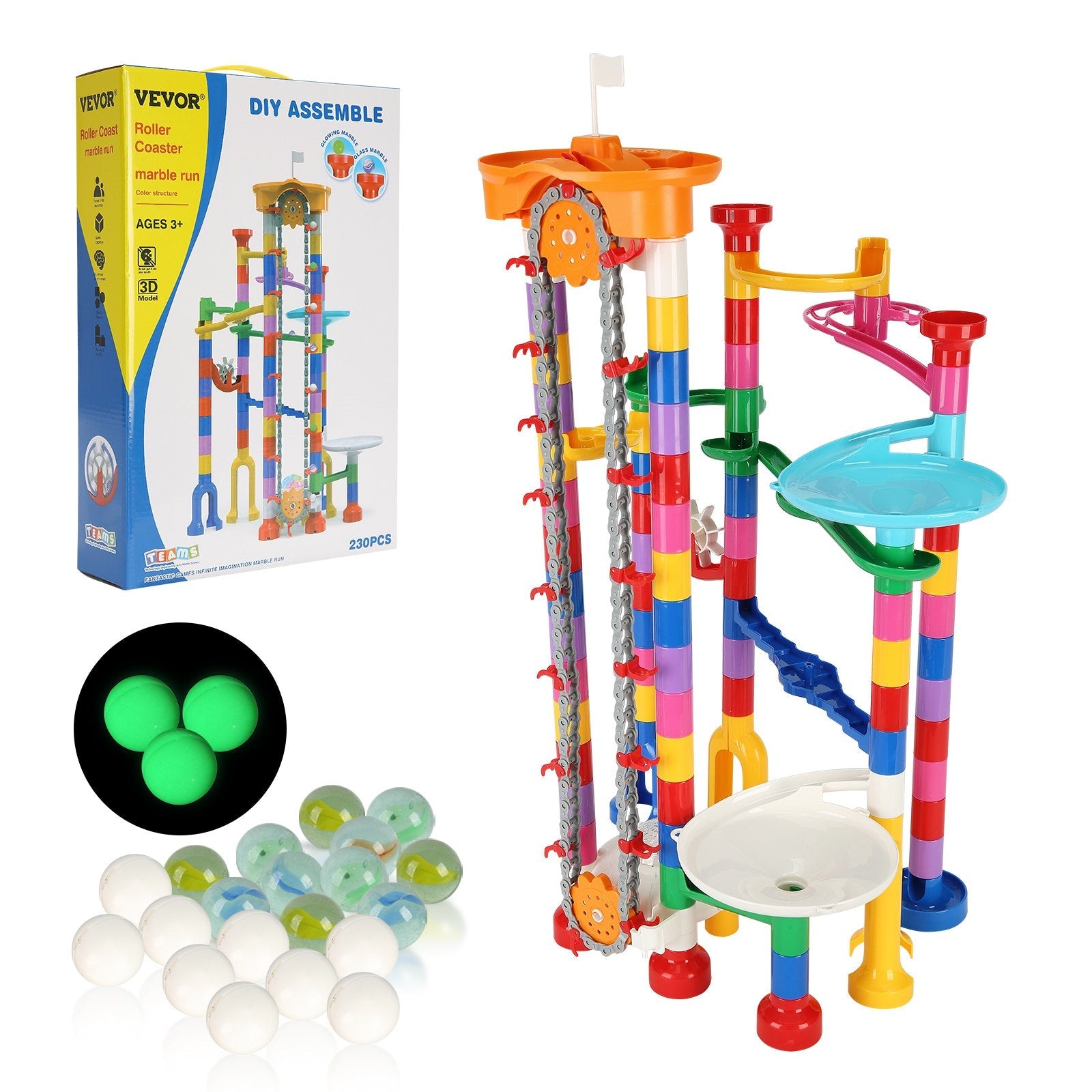 VEVOR Marble Run Set 230 PCS with Motorized Elevator Educational Gift for Kids