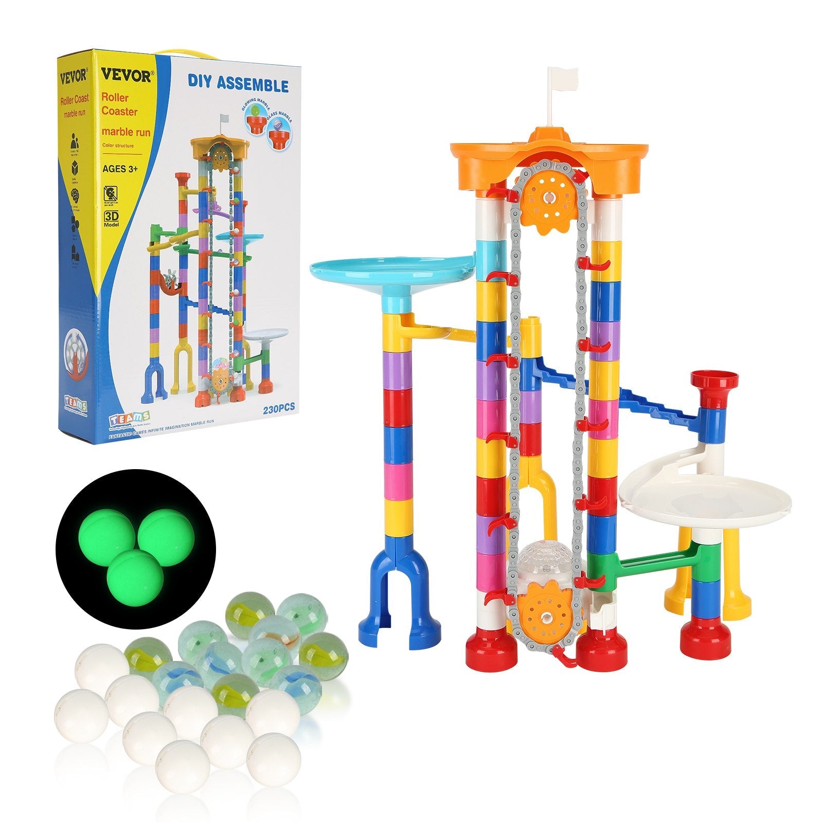 VEVOR Marble Run Set 230 PCS with Motorized Elevator Educational Gift for Kids