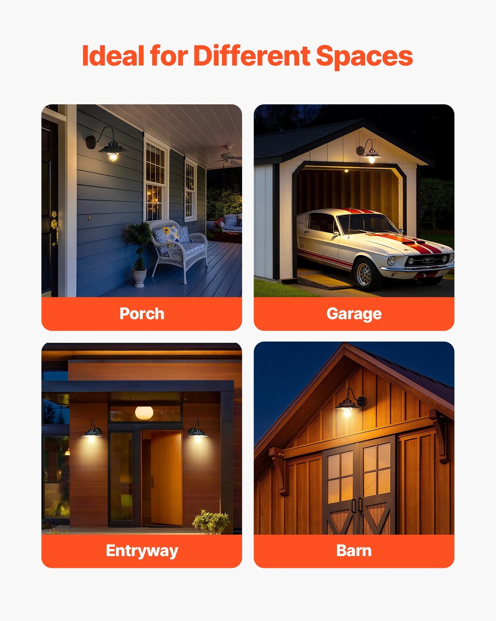 Solar Outdoor Barn Light 2-Pack – Gooseneck Wall Sconce with Motion Sensor, Waterproof Farmhouse Exterior Lighting