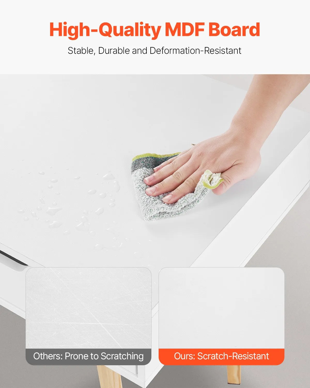 VEVOR Small Desk with Drawer Kids Desk for Bedroom Wooden Study Table White+Wood