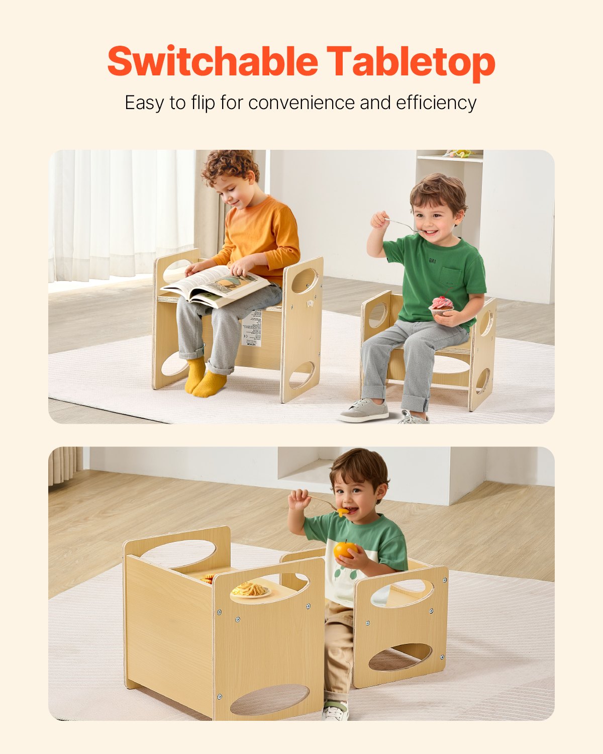 VEVOR Weaning Table and Chair Set Montessori Kids Activity Table and Chair Wood