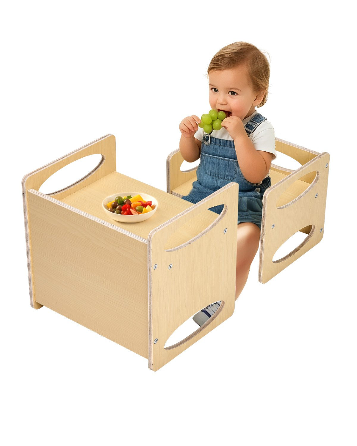 VEVOR Weaning Table and Chair Set Montessori Kids Activity Table and Chair Wood