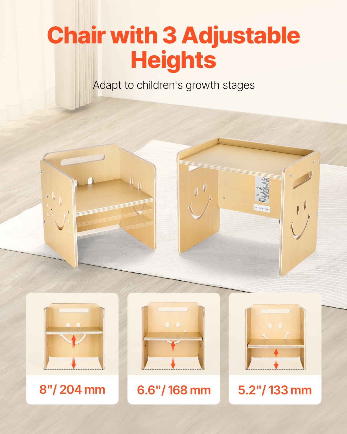 VEVOR Weaning Table and Chair Set Montessori Toddler Desk with Blackboard Wood