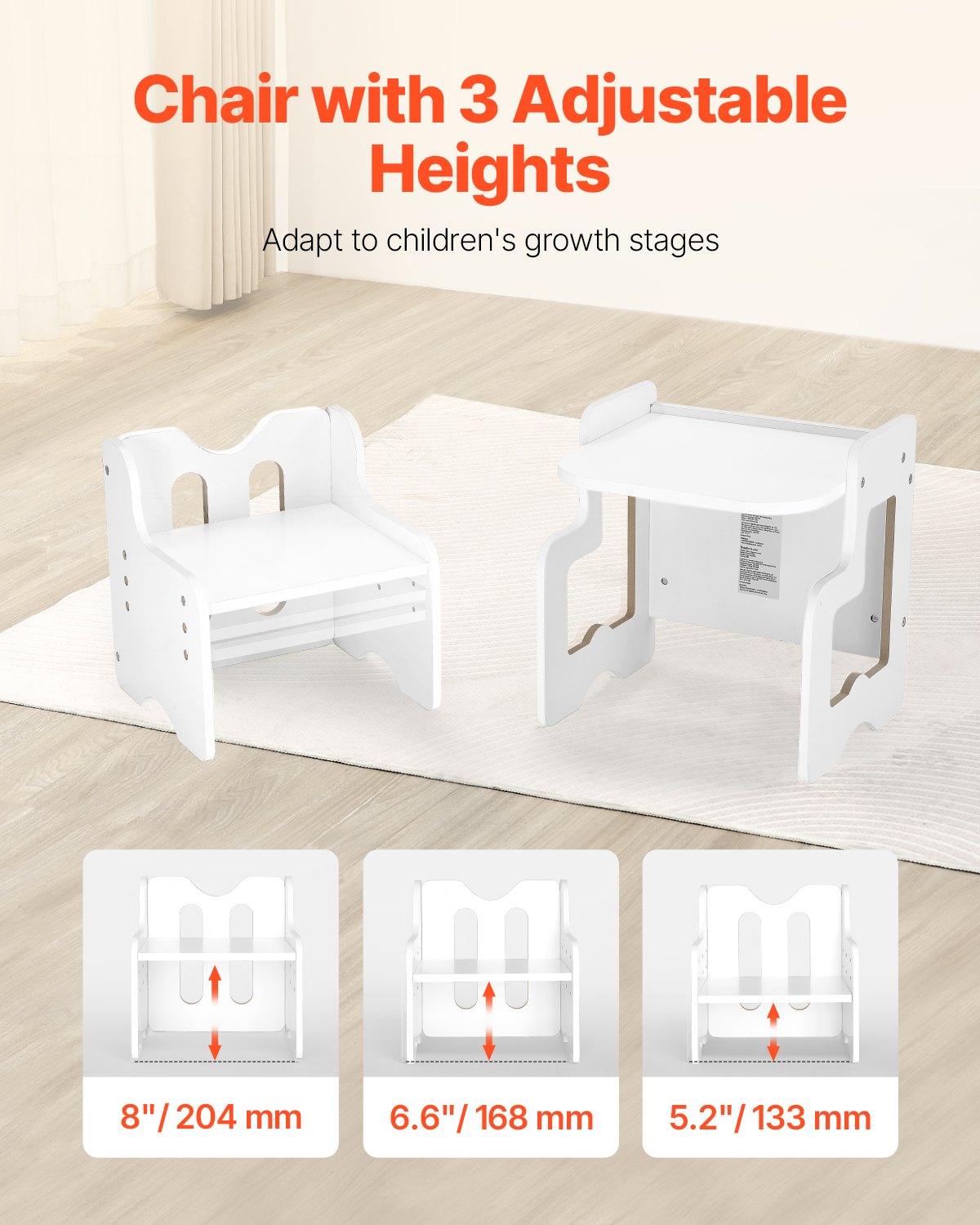 VEVOR Weaning Table and Chair Set Montessori Toddler Desk with Blackboard White