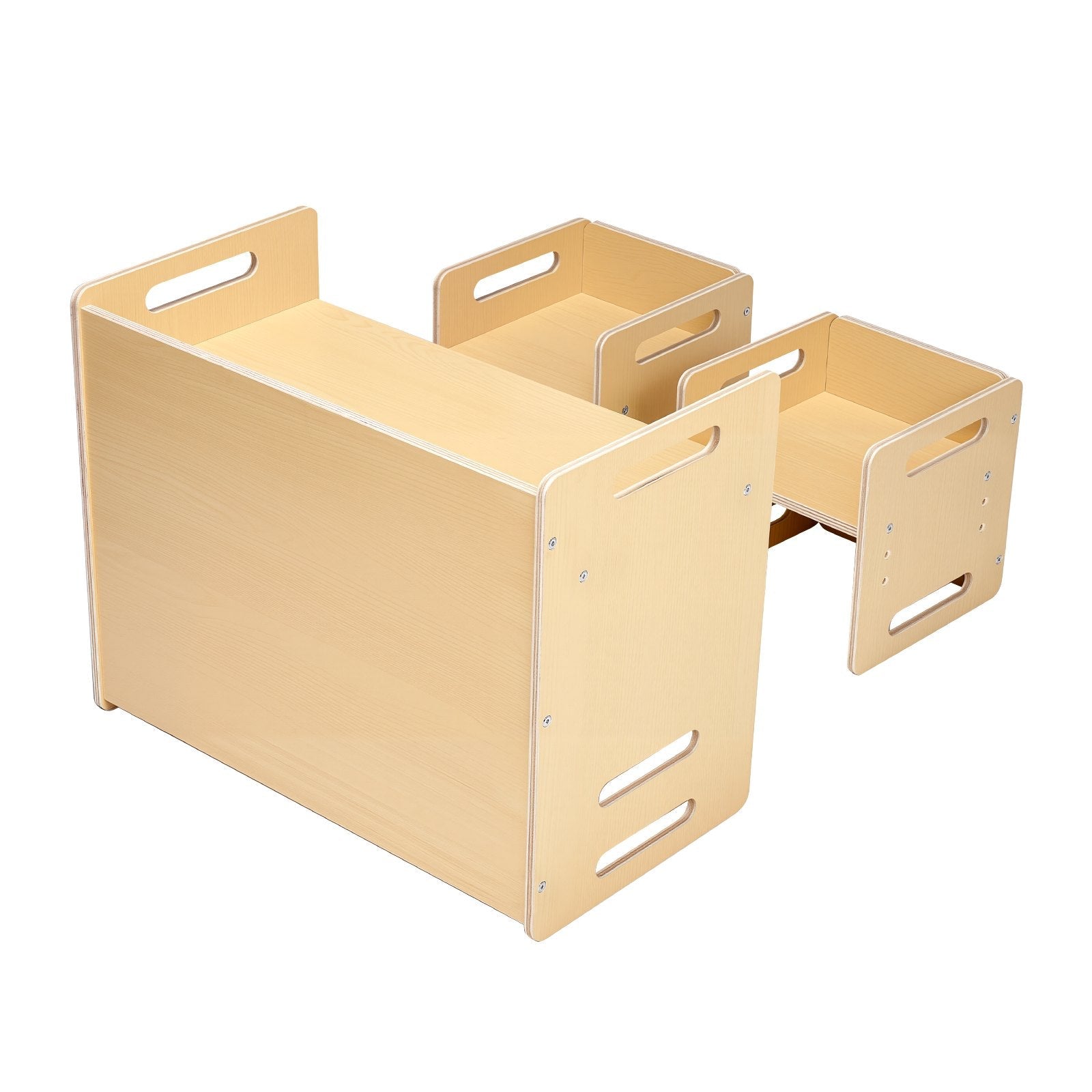 VEVOR Weaning Table and Chair Set Montessori Toddler Desk with 2 Chairs Wood