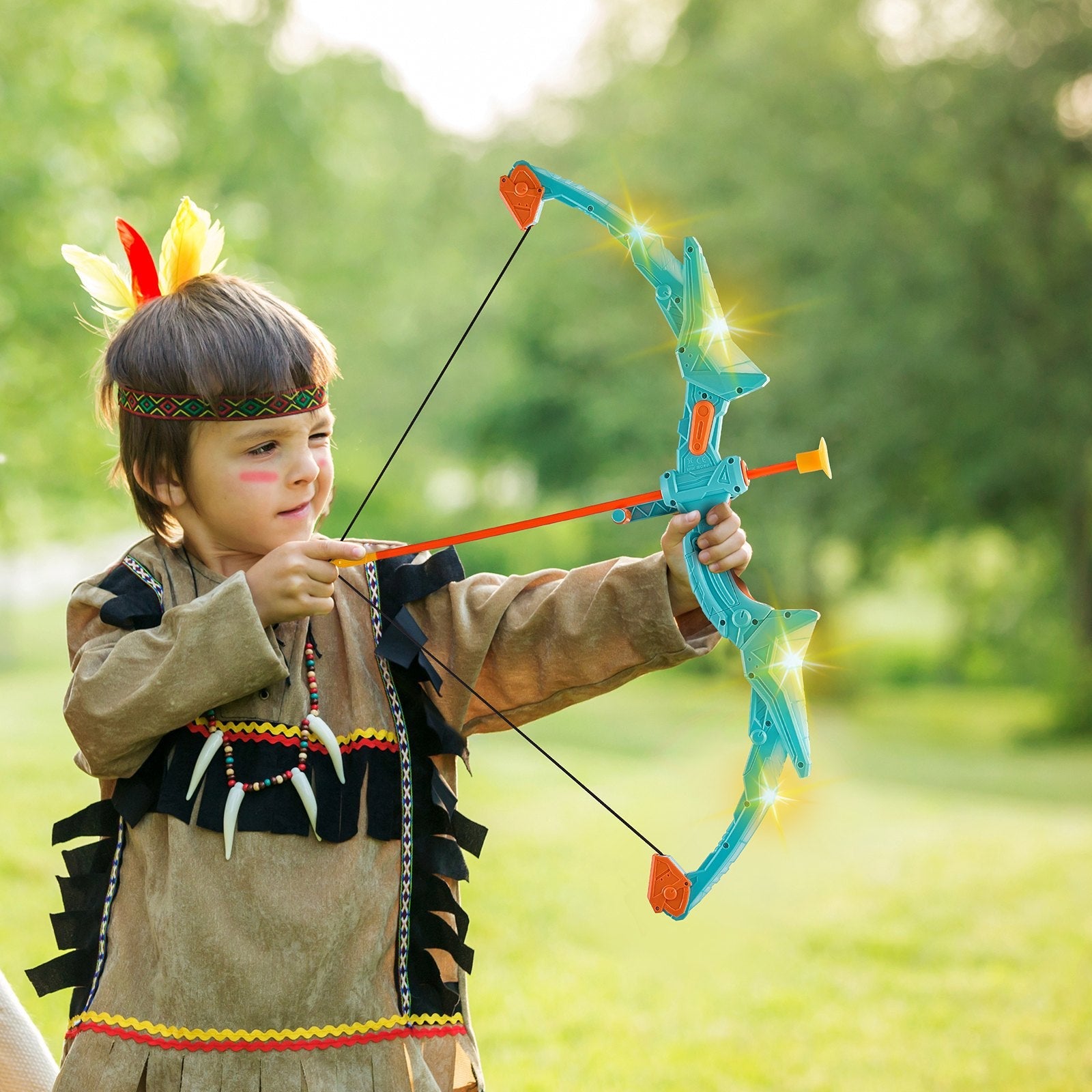VEVOR Kids Bow and Arrow Set LED Light Up Outdoor Archery Kit Children 10 Arrows