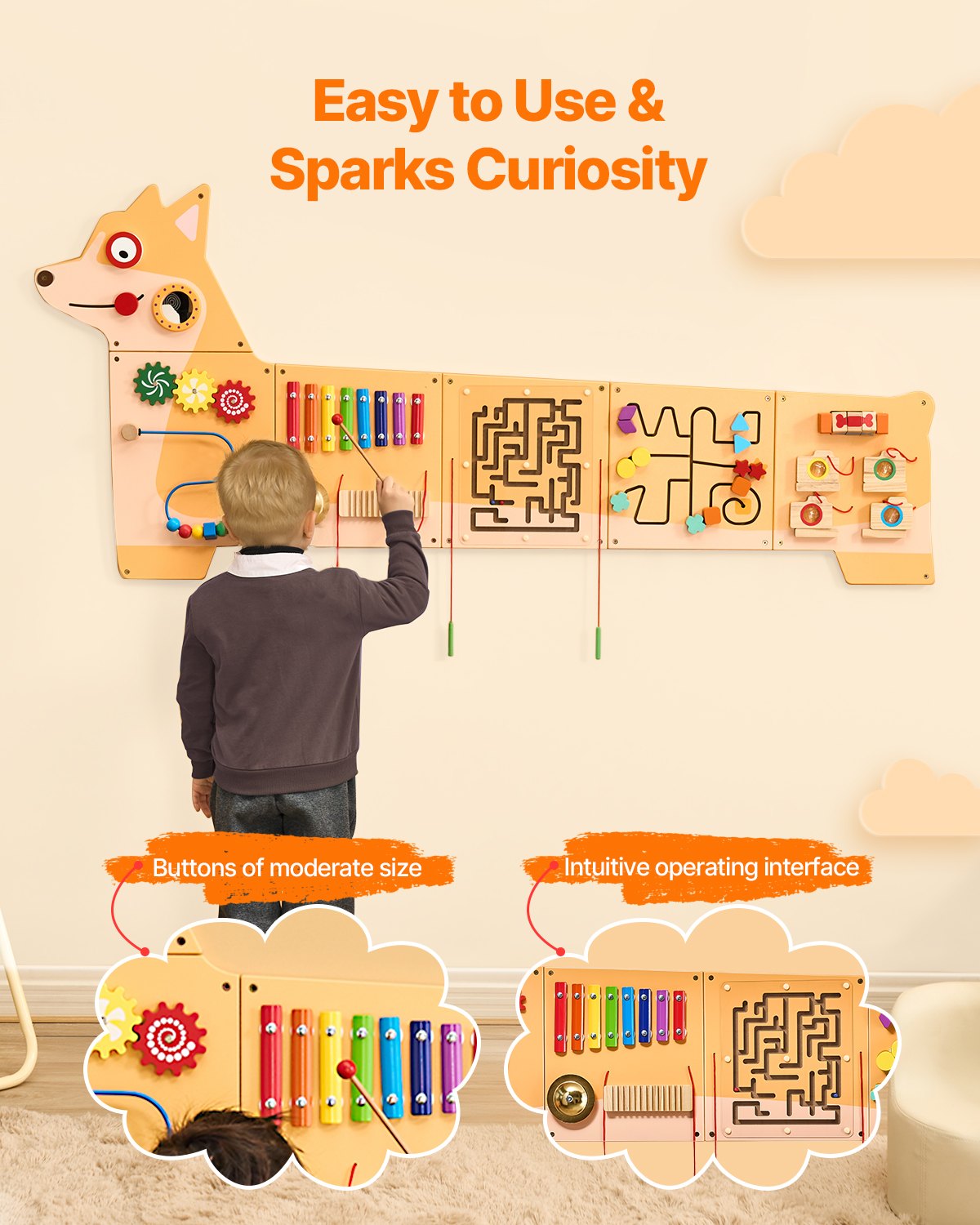 VEVOR Puppy Activity Wall Busy Board Panels 12 Activities Sensory Wall Panel