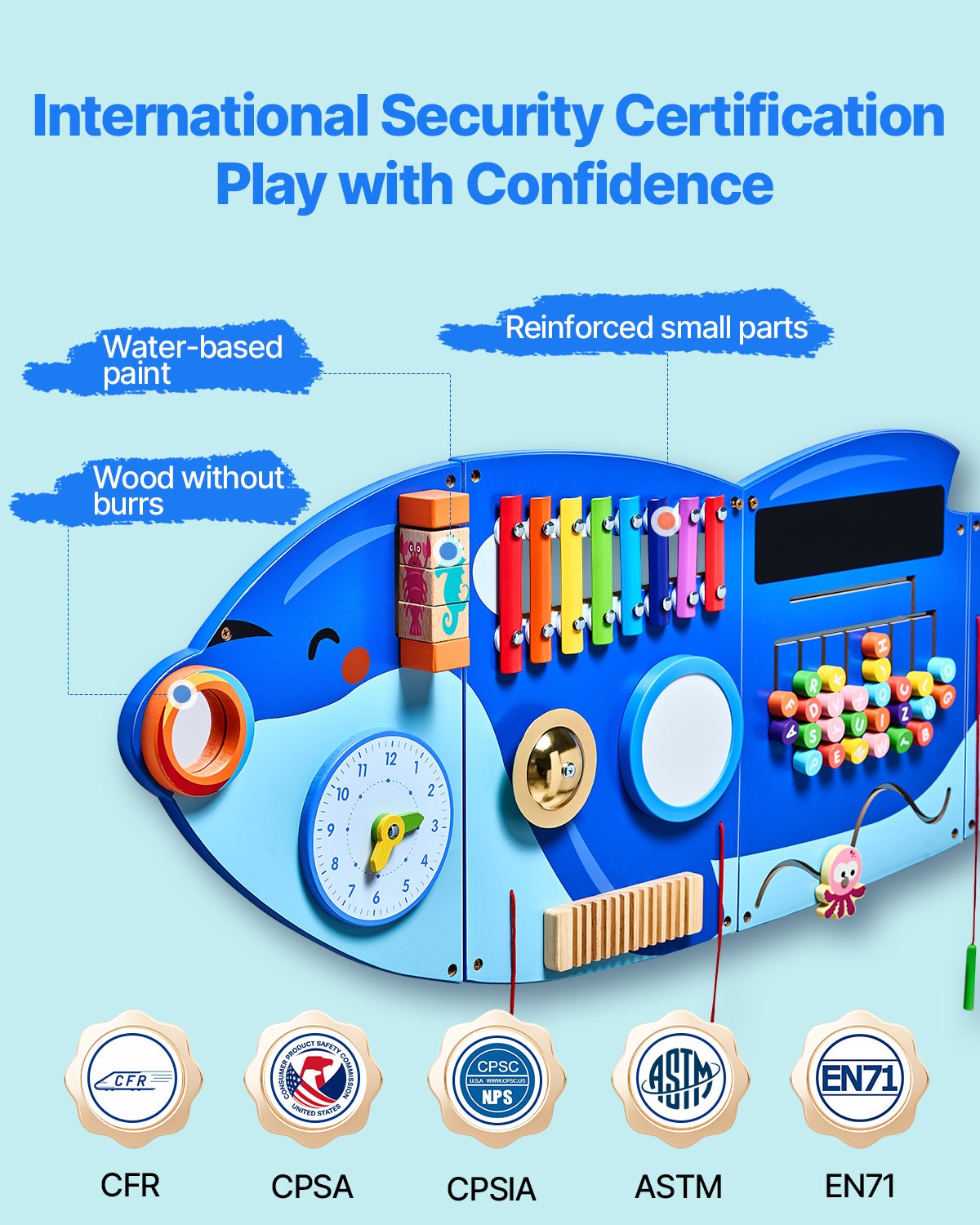 VEVOR Orca Activity Wall Busy Board Panels 12 Activities Sensory Wall Panel