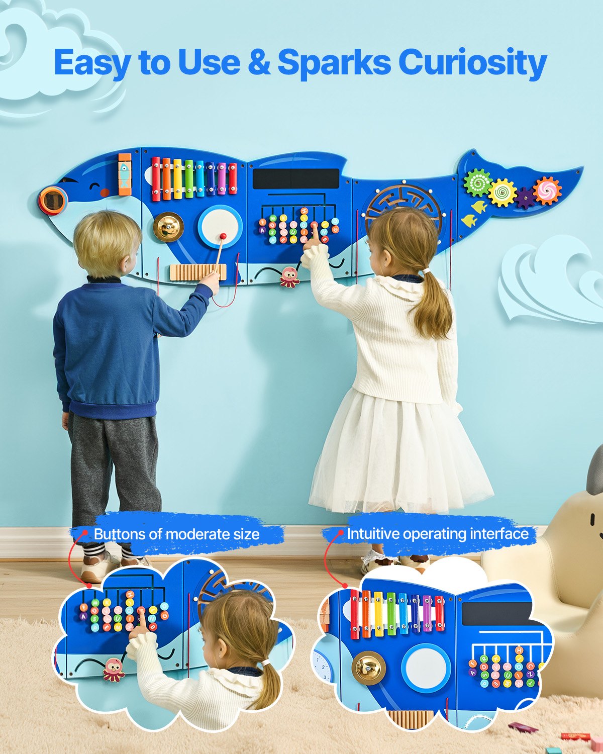 VEVOR Orca Activity Wall Busy Board Panels 12 Activities Sensory Wall Panel